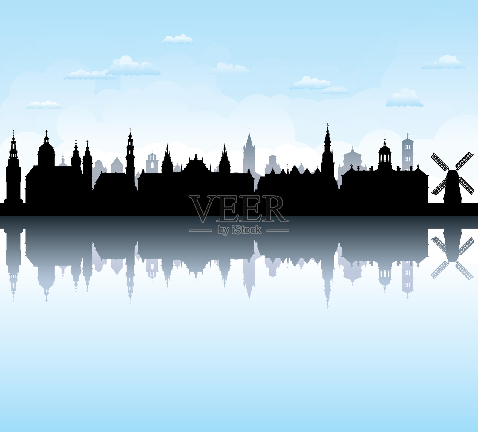 阿姆斯特丹(所有建筑都是独立完整的)插画图片素材