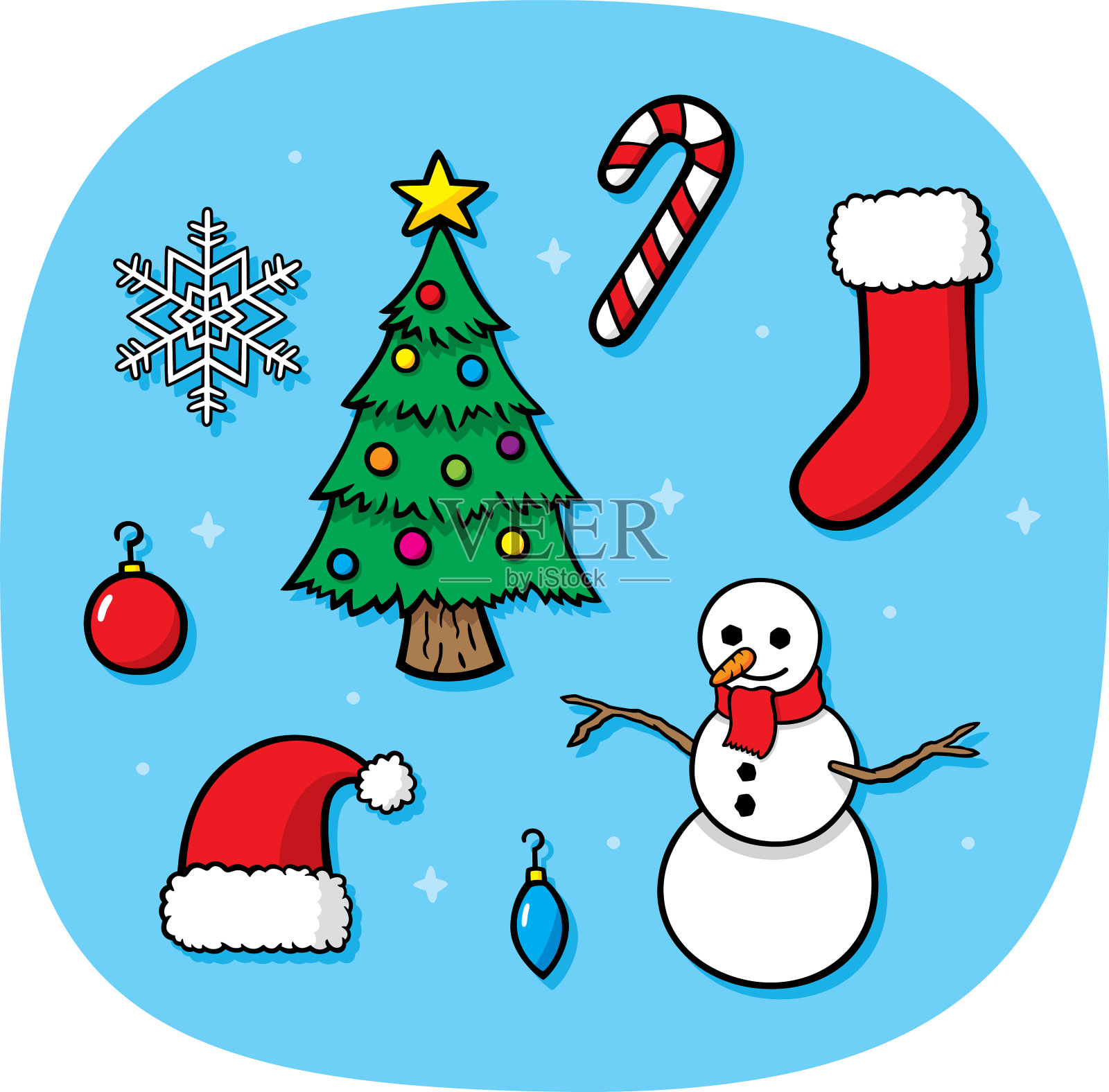 圣诞物品涂鸦插画图片素材