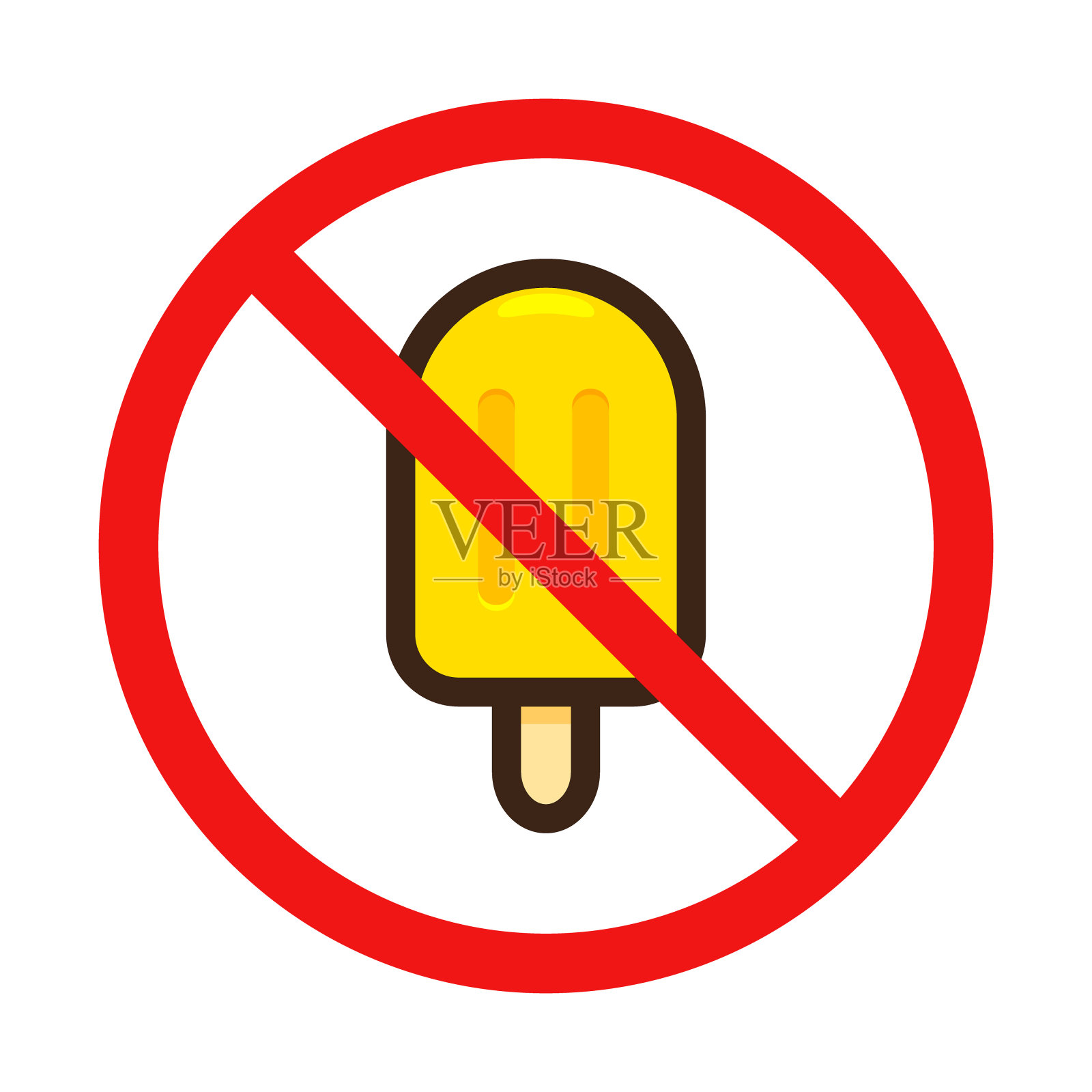 白色背景上没有冰棒标志插画图片素材