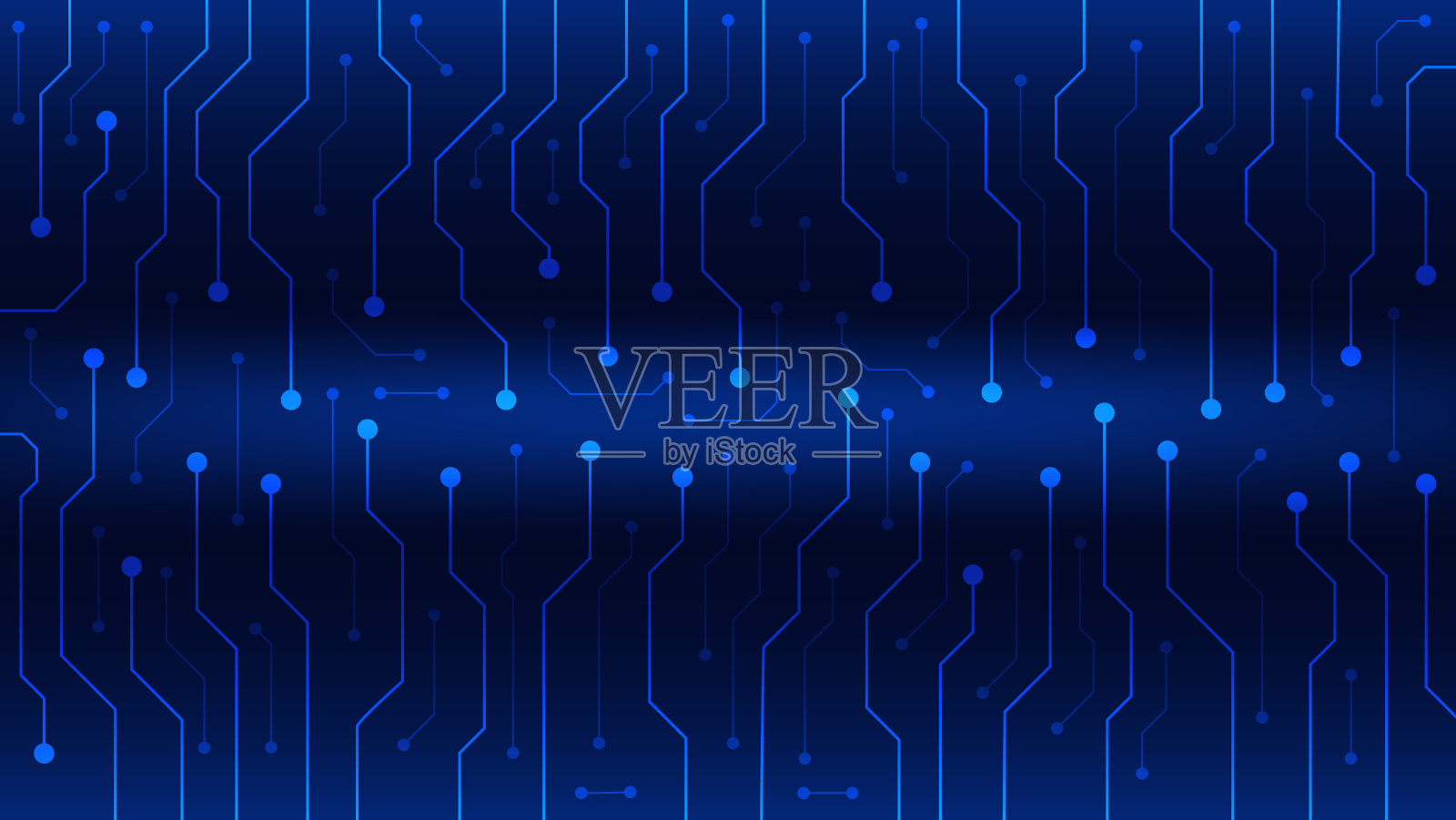 高科技电路板未来的电线与光在蓝色背景的图形设计插画图片素材