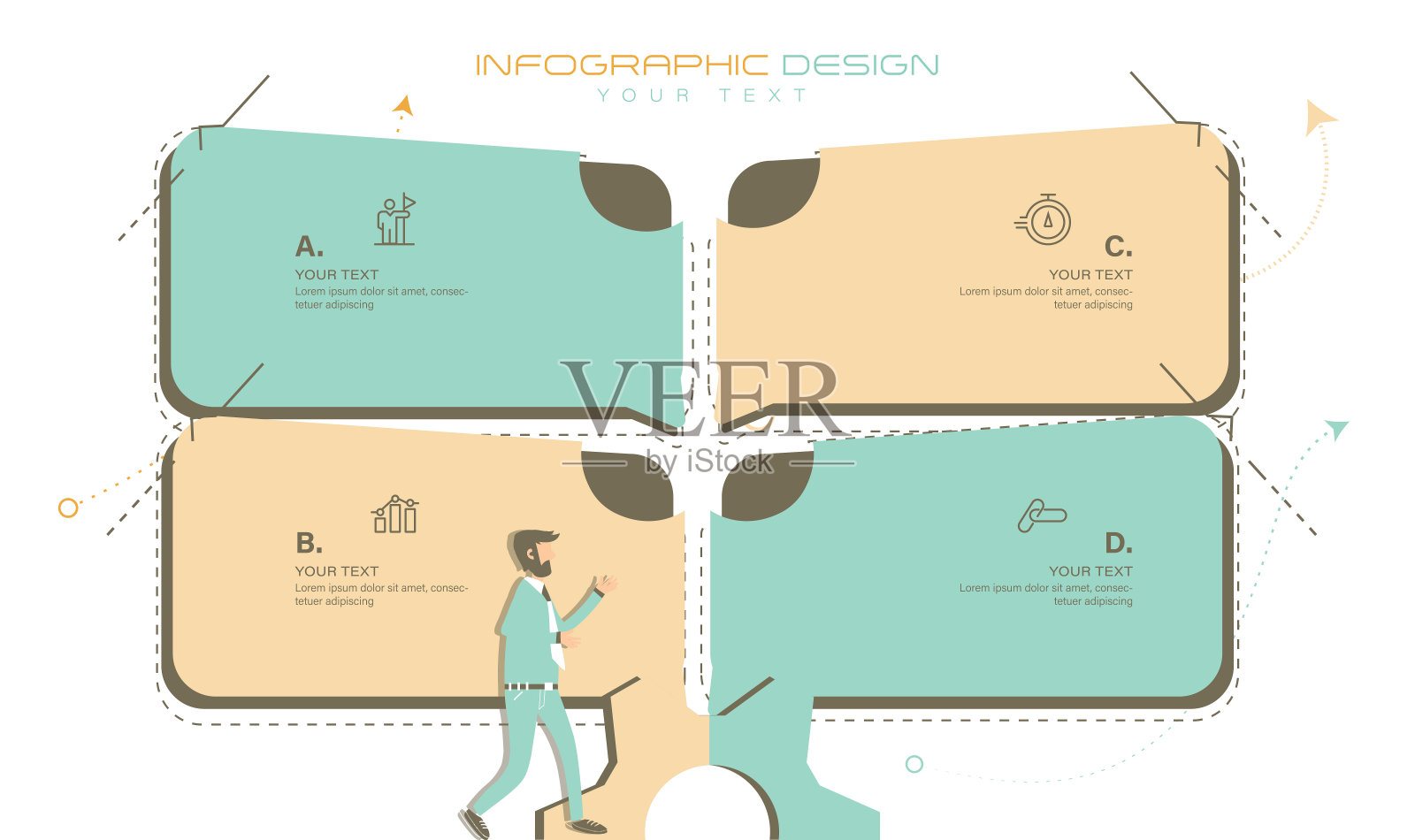 矢量信息图形设计业务模板与图标。可用于流程图，演示文稿，工作流程布局，横幅，流程图，信息图表库存。插画图片素材