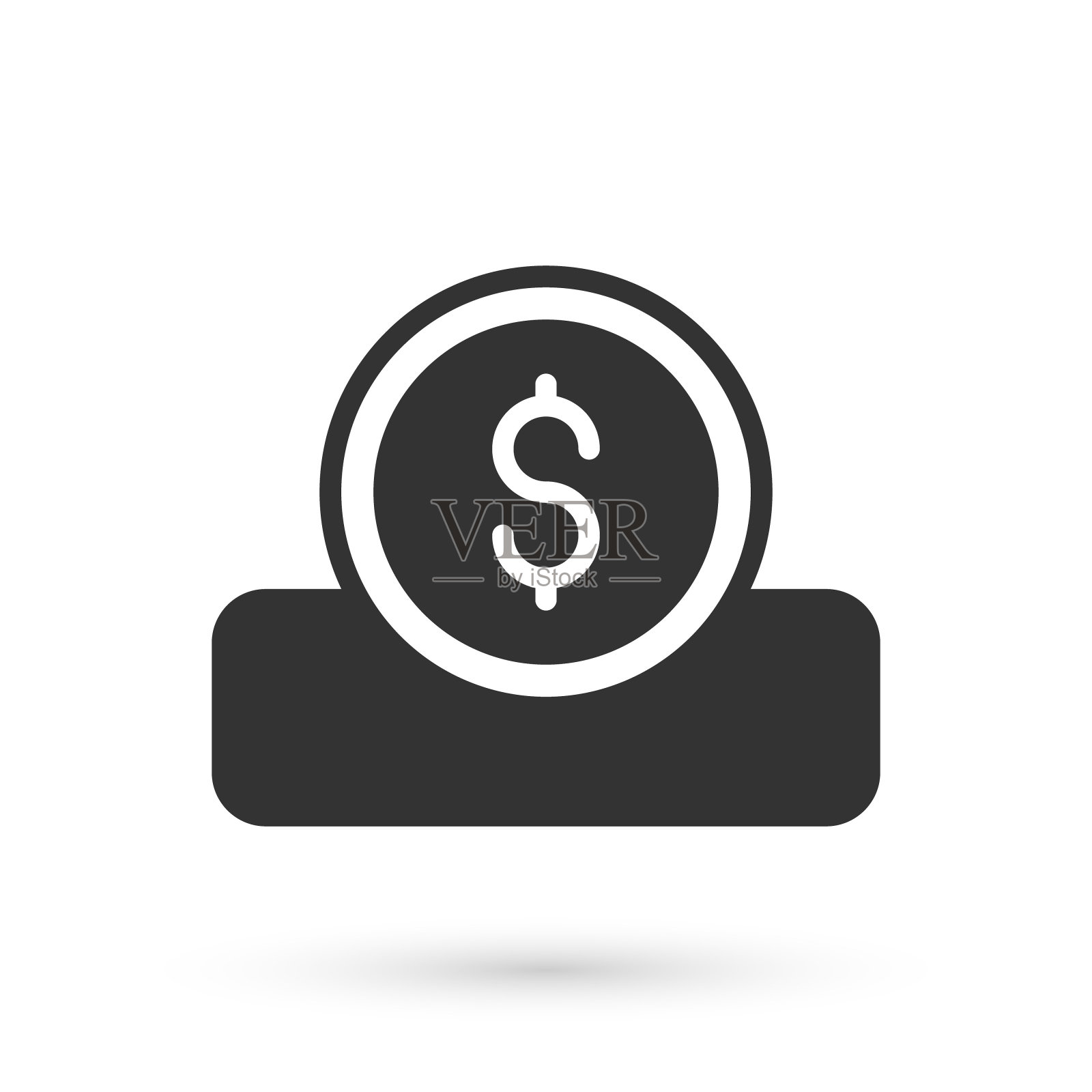 灰色硬币钱与美元符号图标隔离在白色背景。银行货币标志。现金的象征。向量插画图片素材
