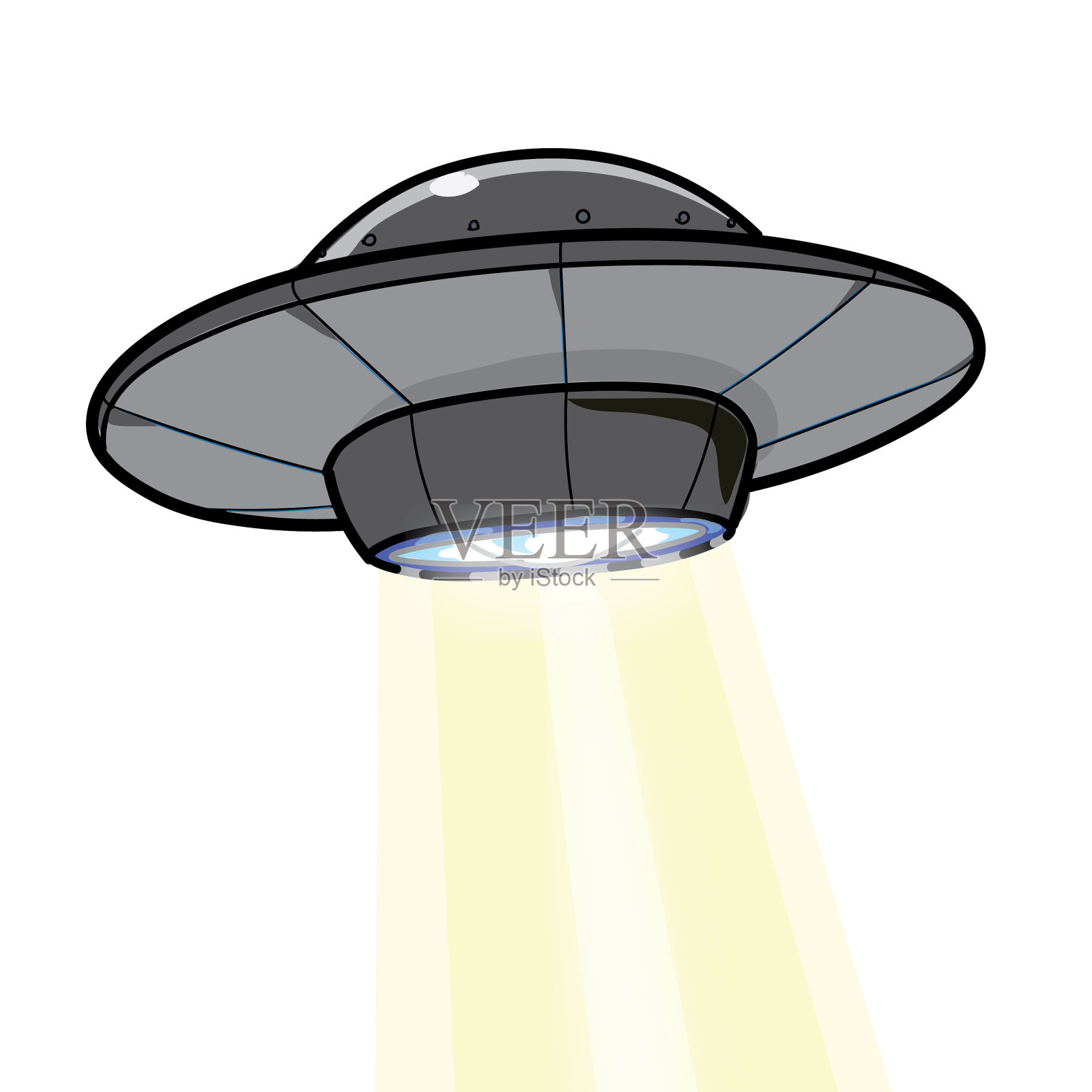 外星不明飞行物黑色太空飞行行星星空插画图片素材