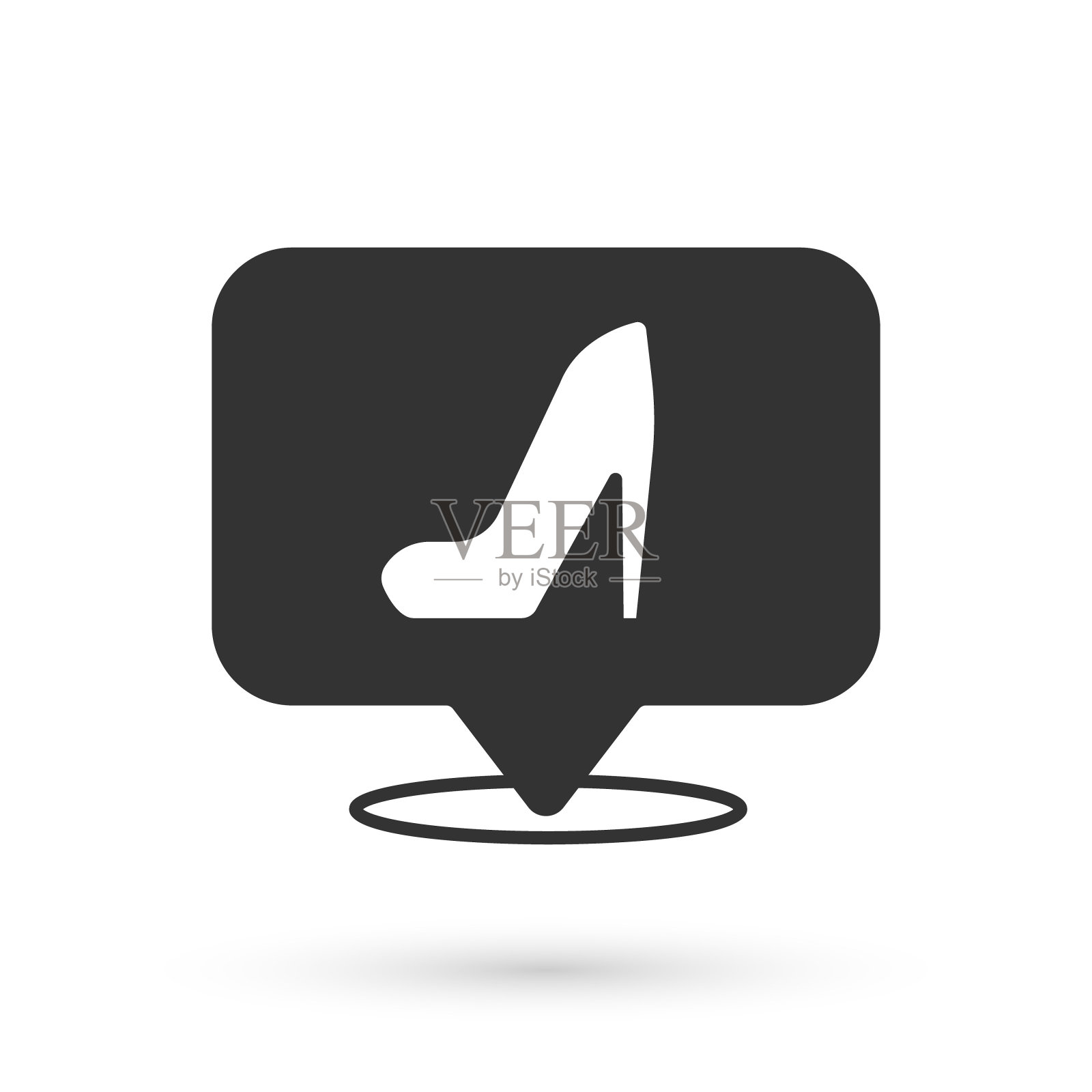 灰色的女人鞋与高跟鞋图标孤立的白色背景。向量插画图片素材