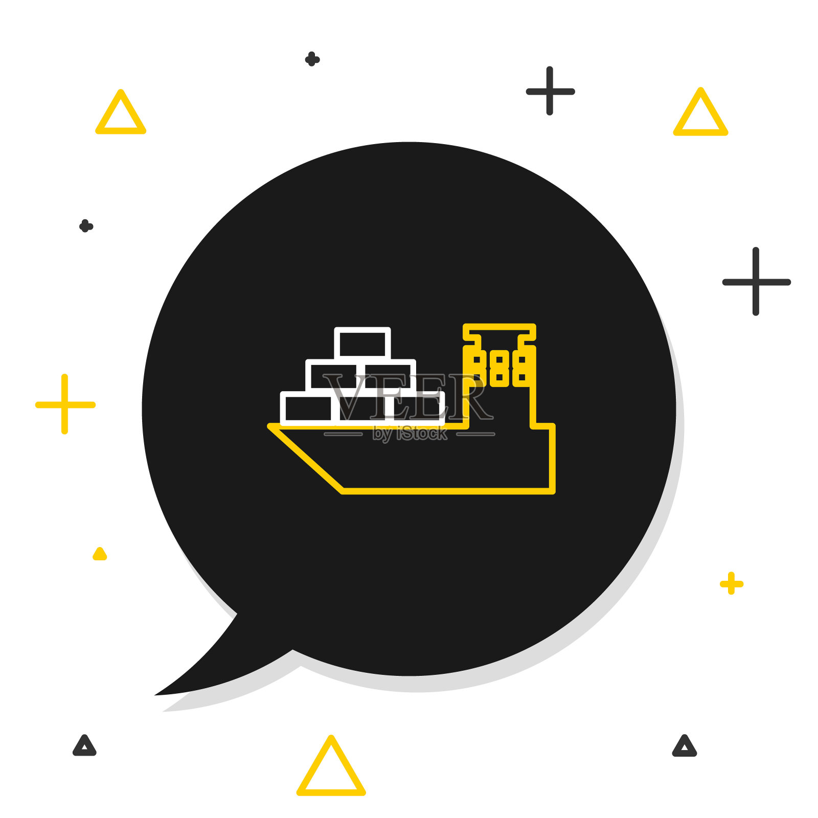 线货船图标孤立在白色背景。色彩缤纷的轮廓概念。向量插画图片素材