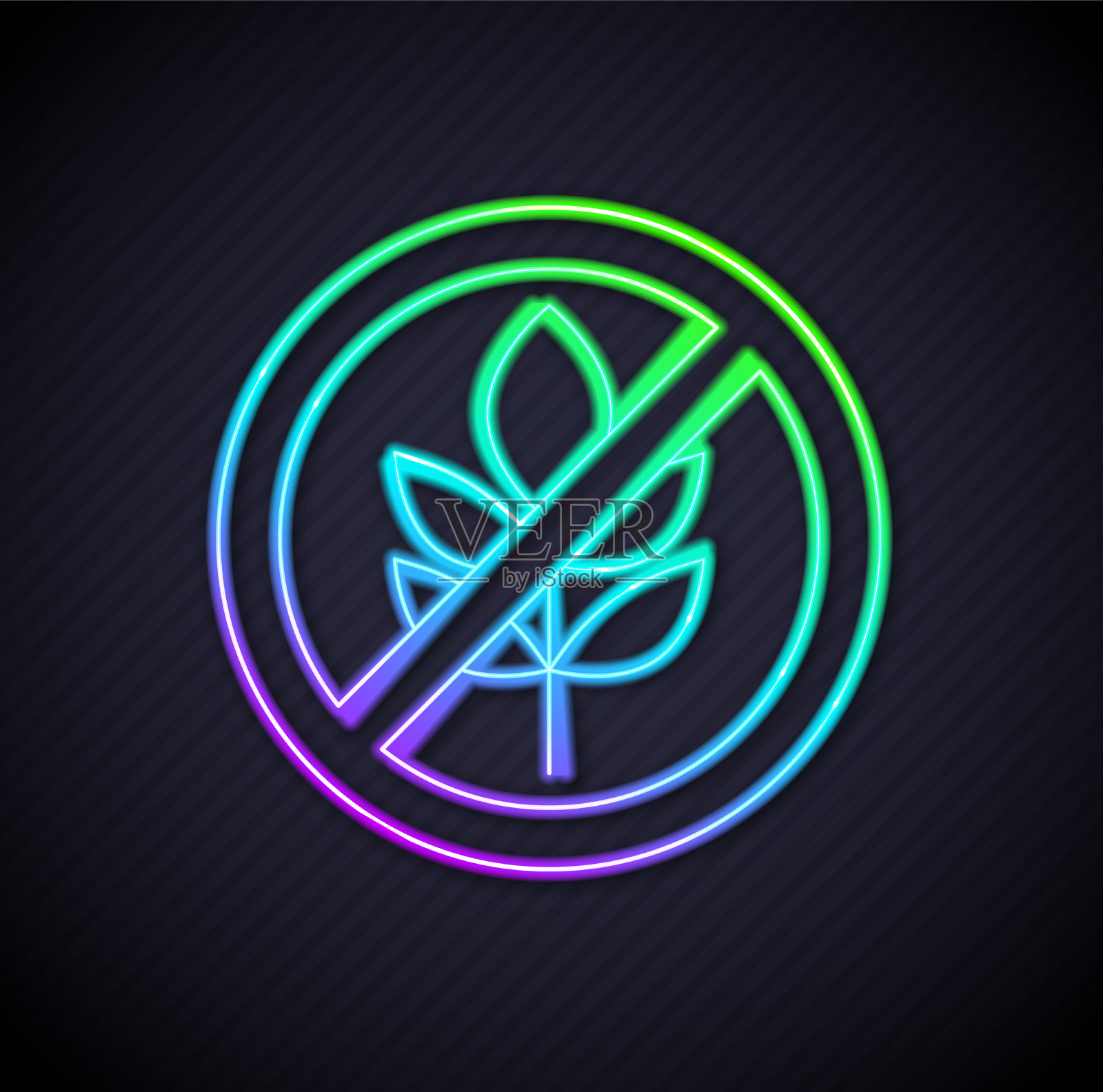 发光的霓虹线无麸质谷物图标隔离插画图片素材