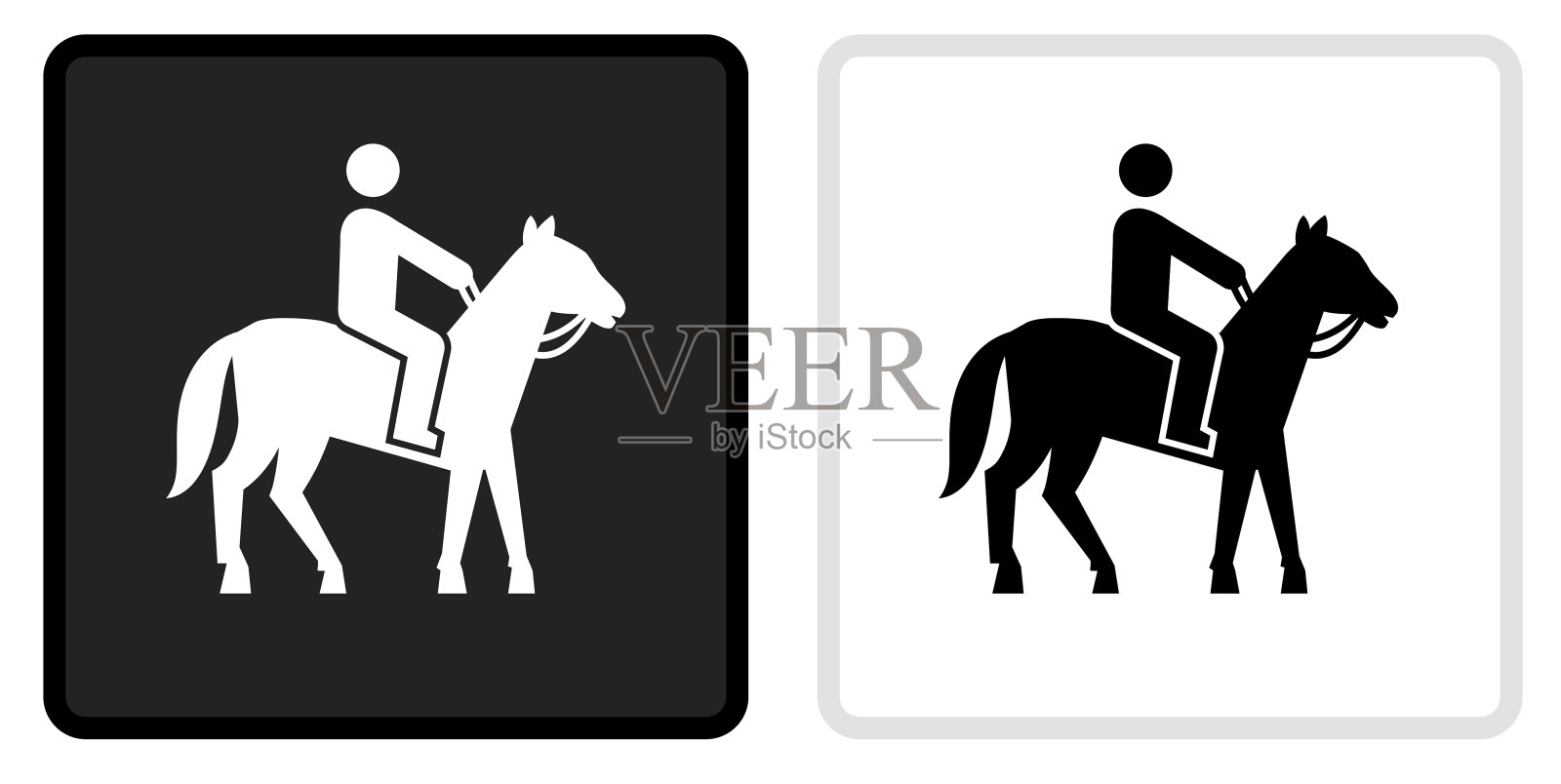 马上的人图标在黑色按钮与白色翻转设计元素图片