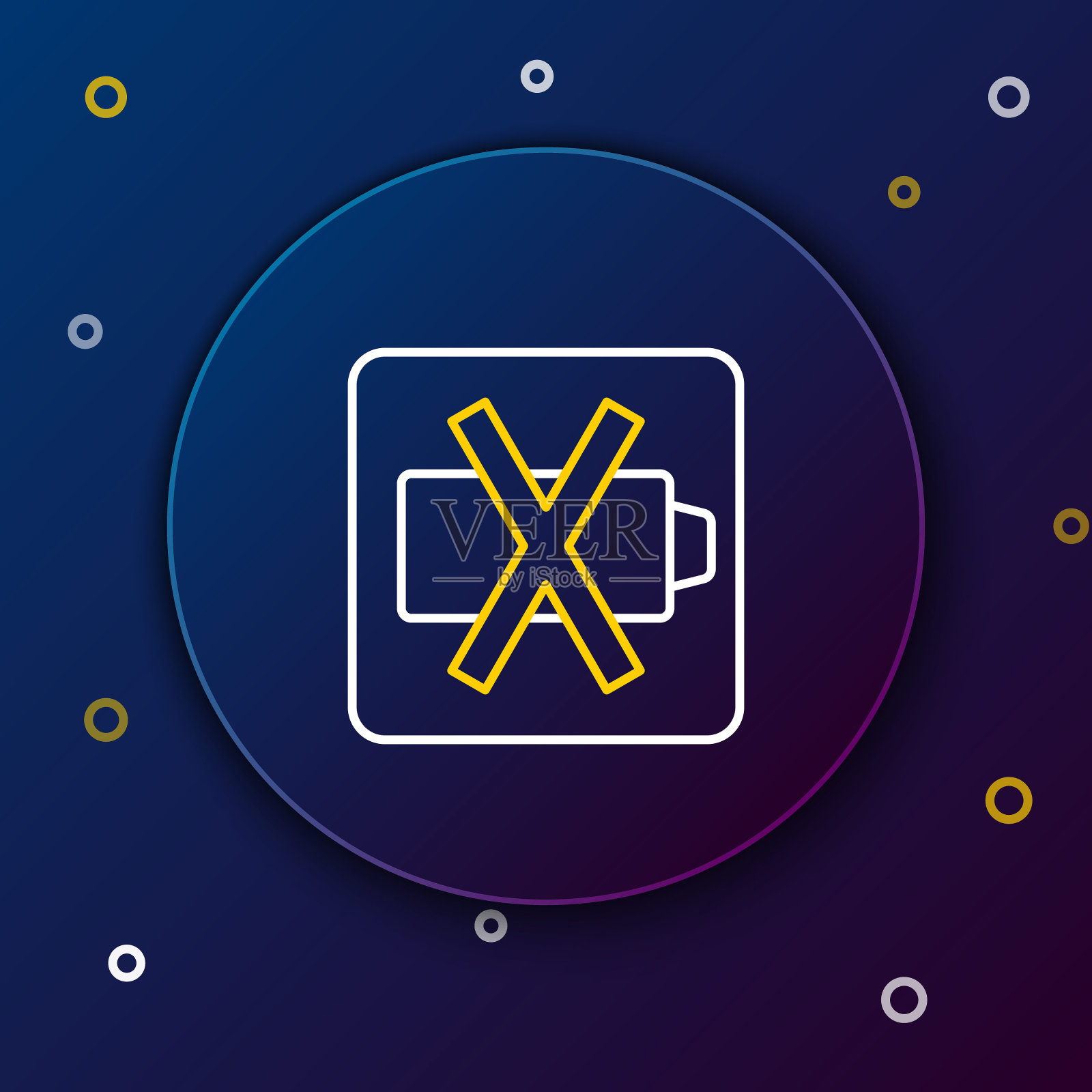 电池电量水平指示图标隔离在蓝色背景上。色彩缤纷的轮廓概念。向量图标素材