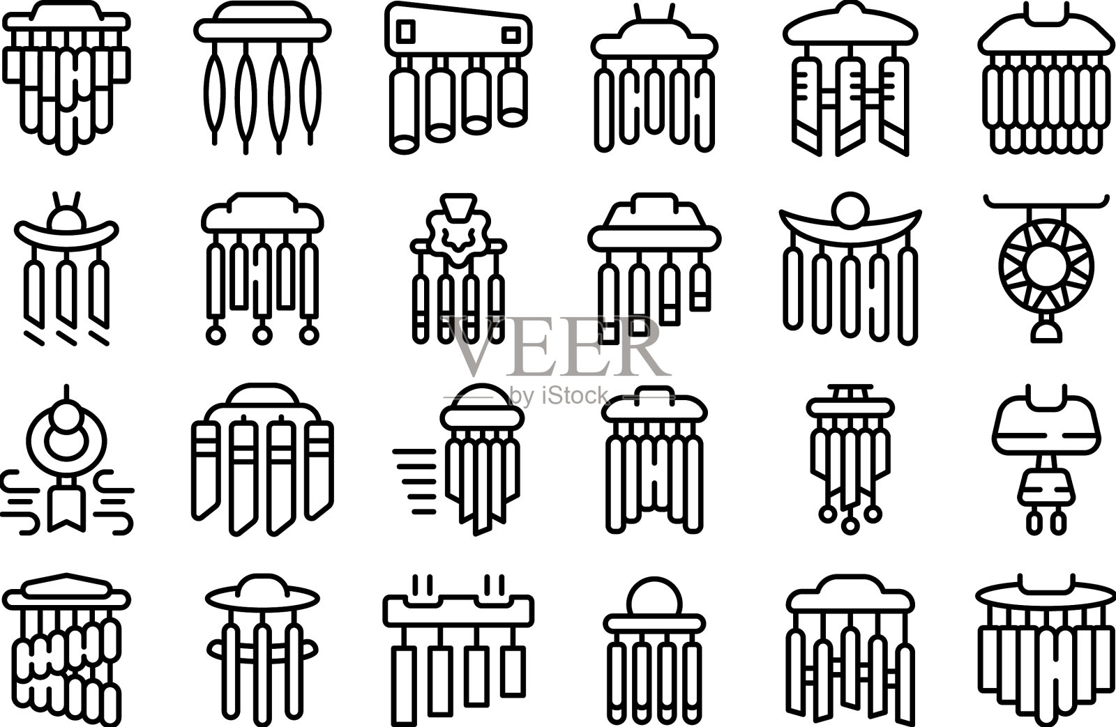 风铃图标集勾勒木家图标素材