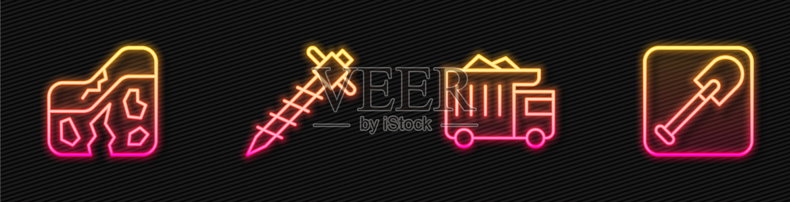 设置矿山自卸车地质断层线插画图片素材