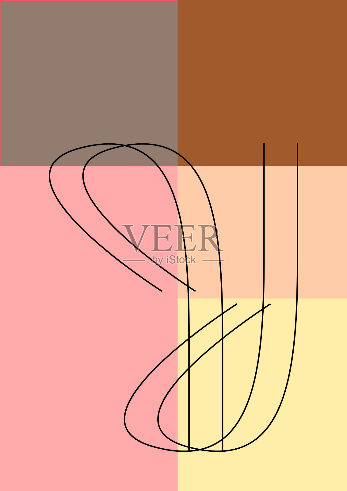 基本的线条，平静的颜色，简单的几何形状。插画图片素材