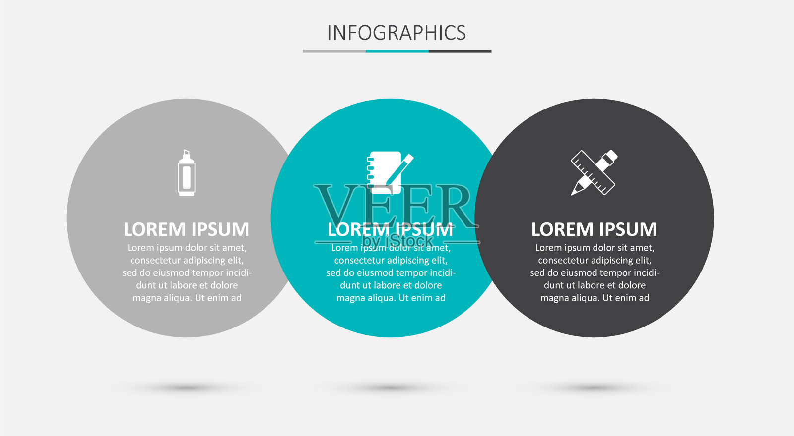 设置笔记本，记号笔，十字尺和铅笔。业务信息图表模板。向量设计模板素材