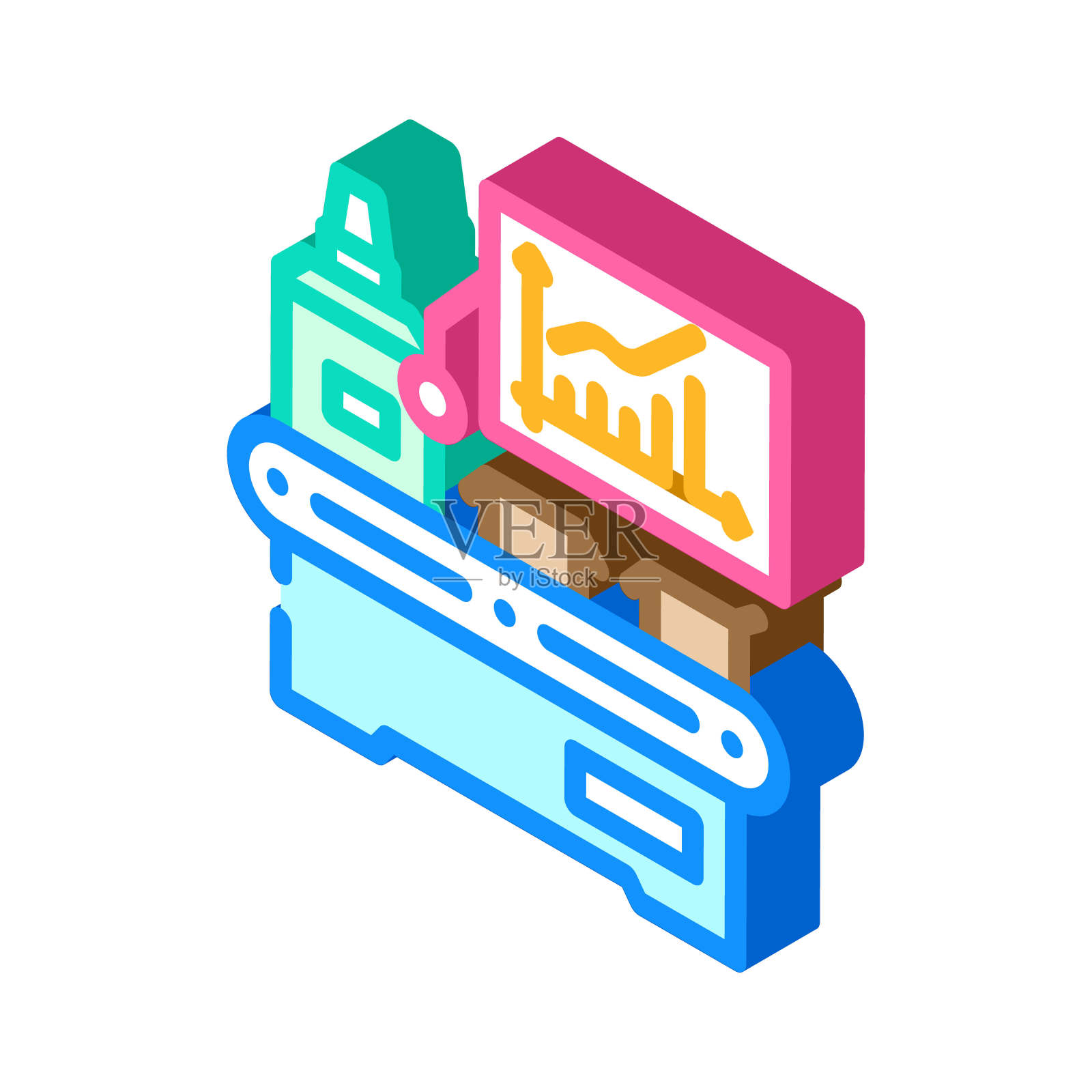 效率改进制造工程师等距图标矢量插图图标素材