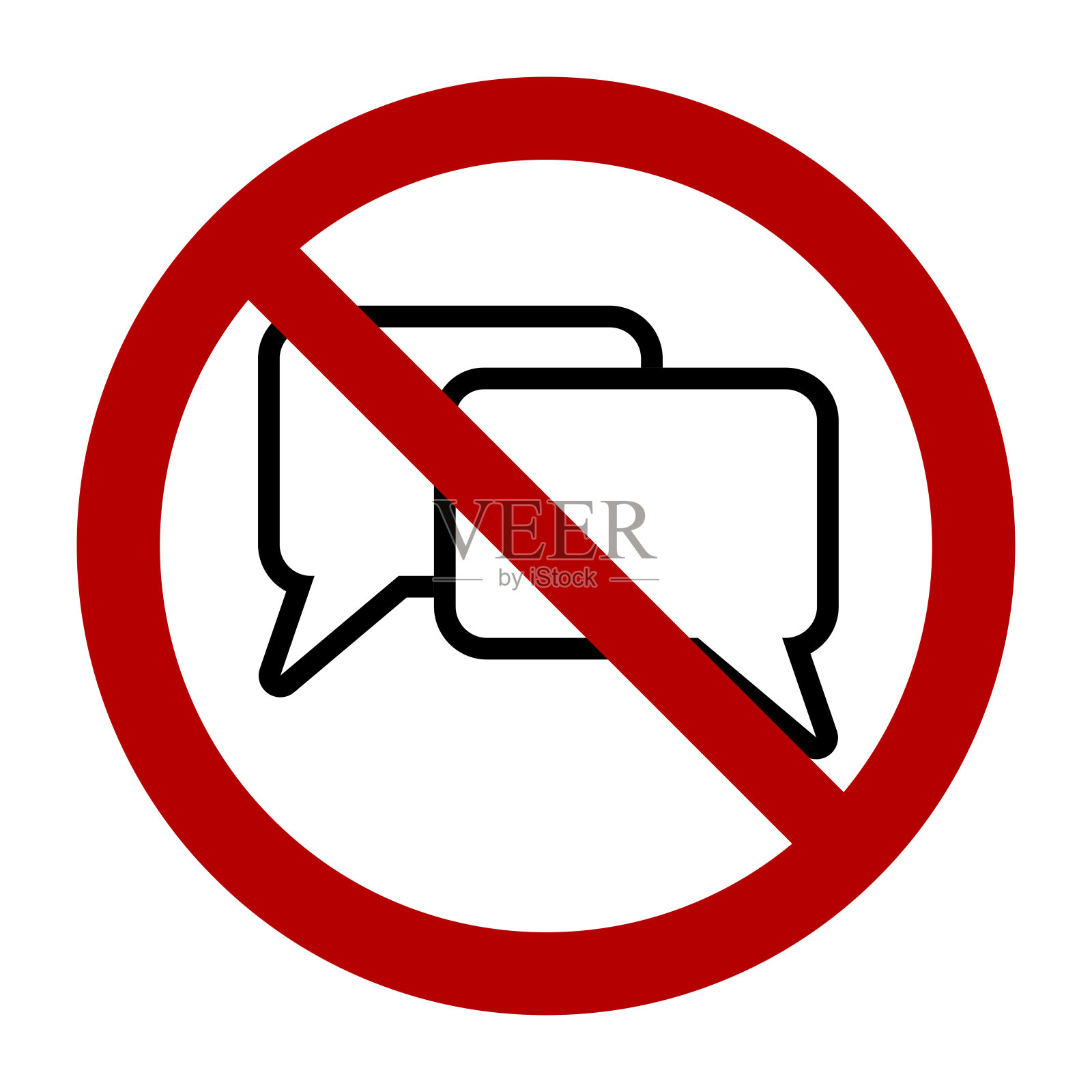 没有聊天标志，禁止标志。平面矢量插图隔离在白色插画图片素材