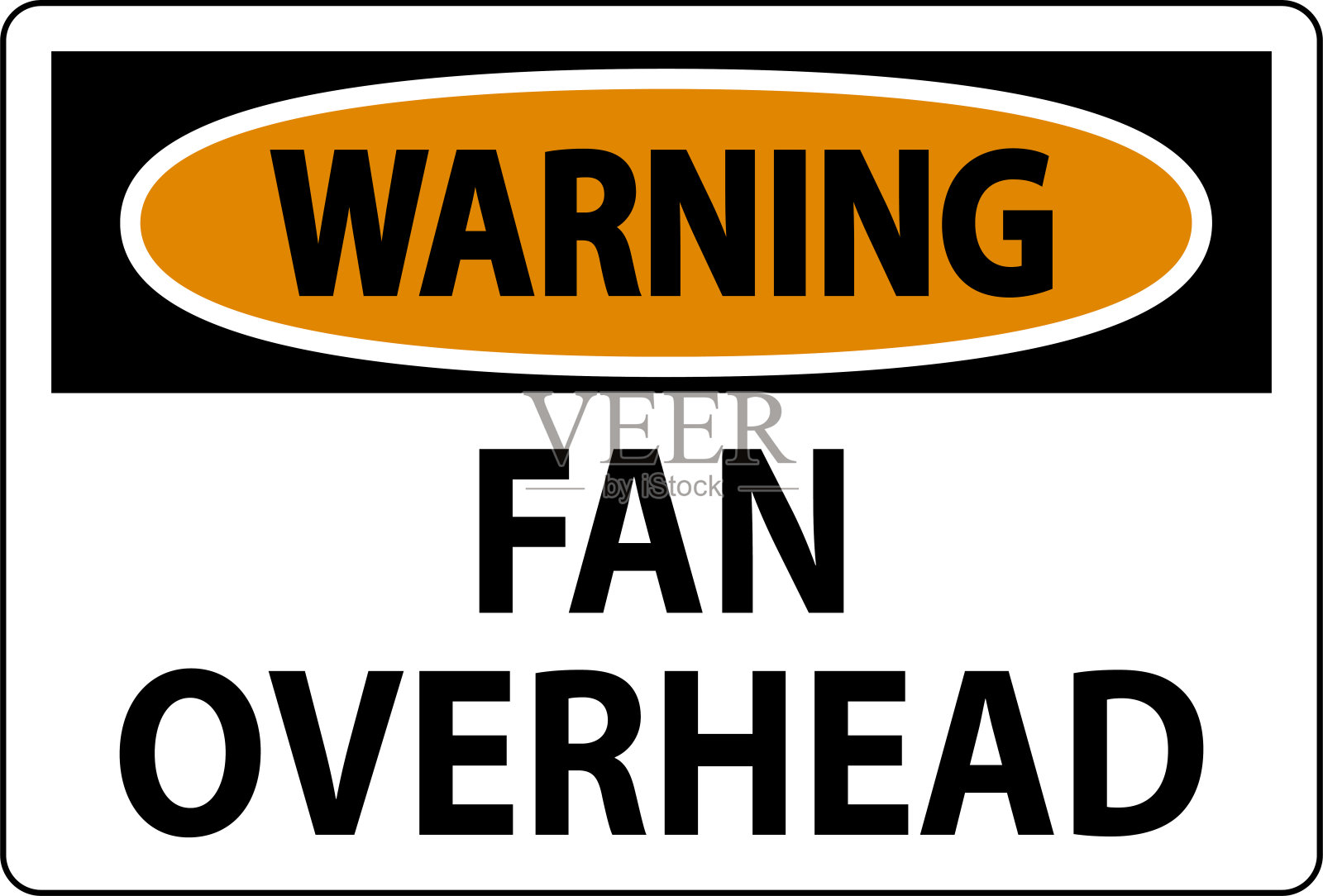 风扇头顶警告标志插画图片素材