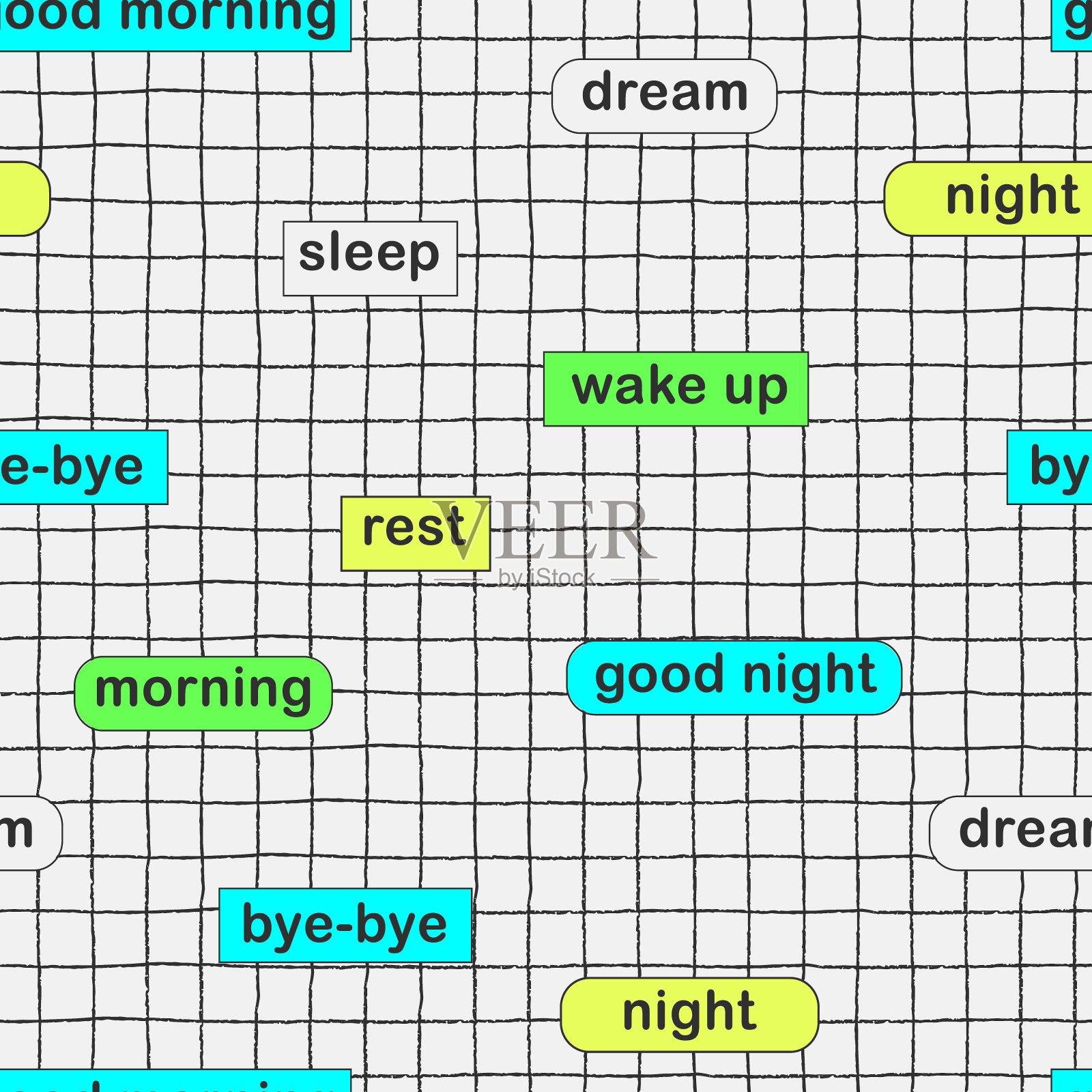 带有彩色按钮和光标的无缝图案。学校与童年概念插画图片素材
