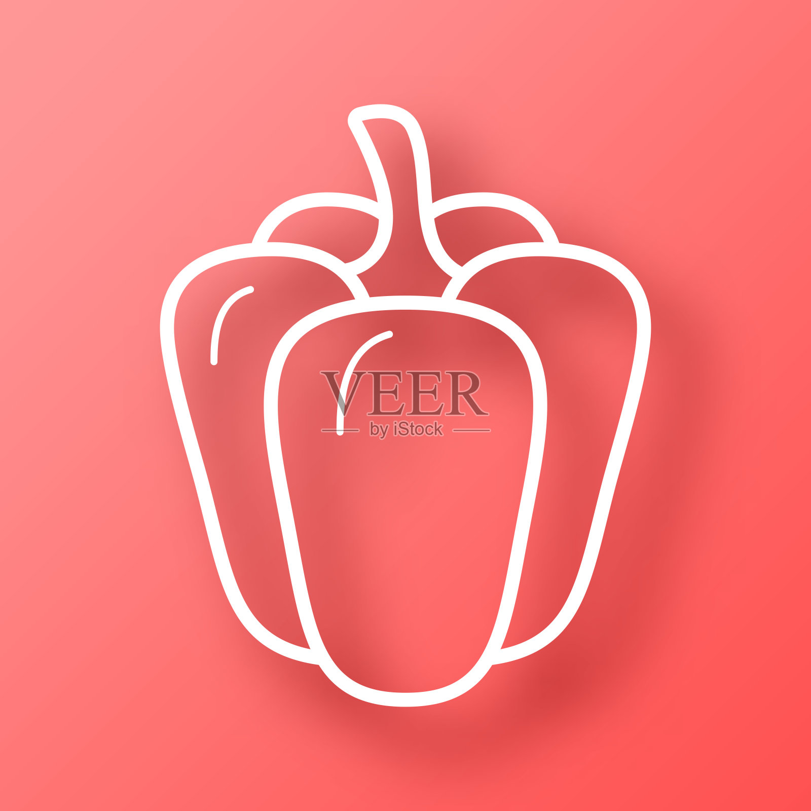 甜椒。图标在红色背景与阴影插画图片素材