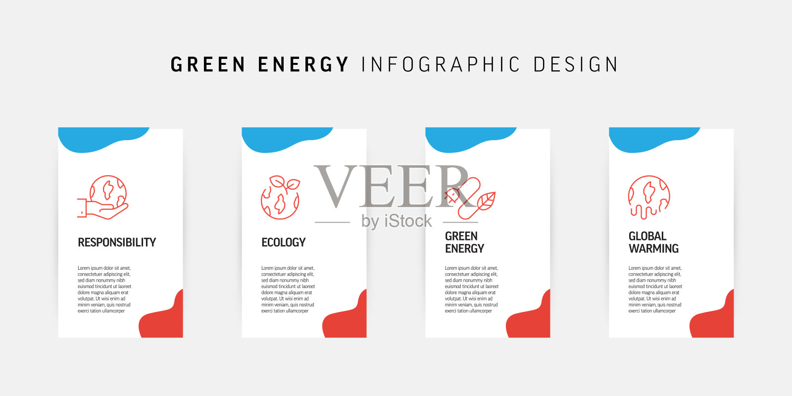 绿色能源相关流程信息图表设计插画图片素材