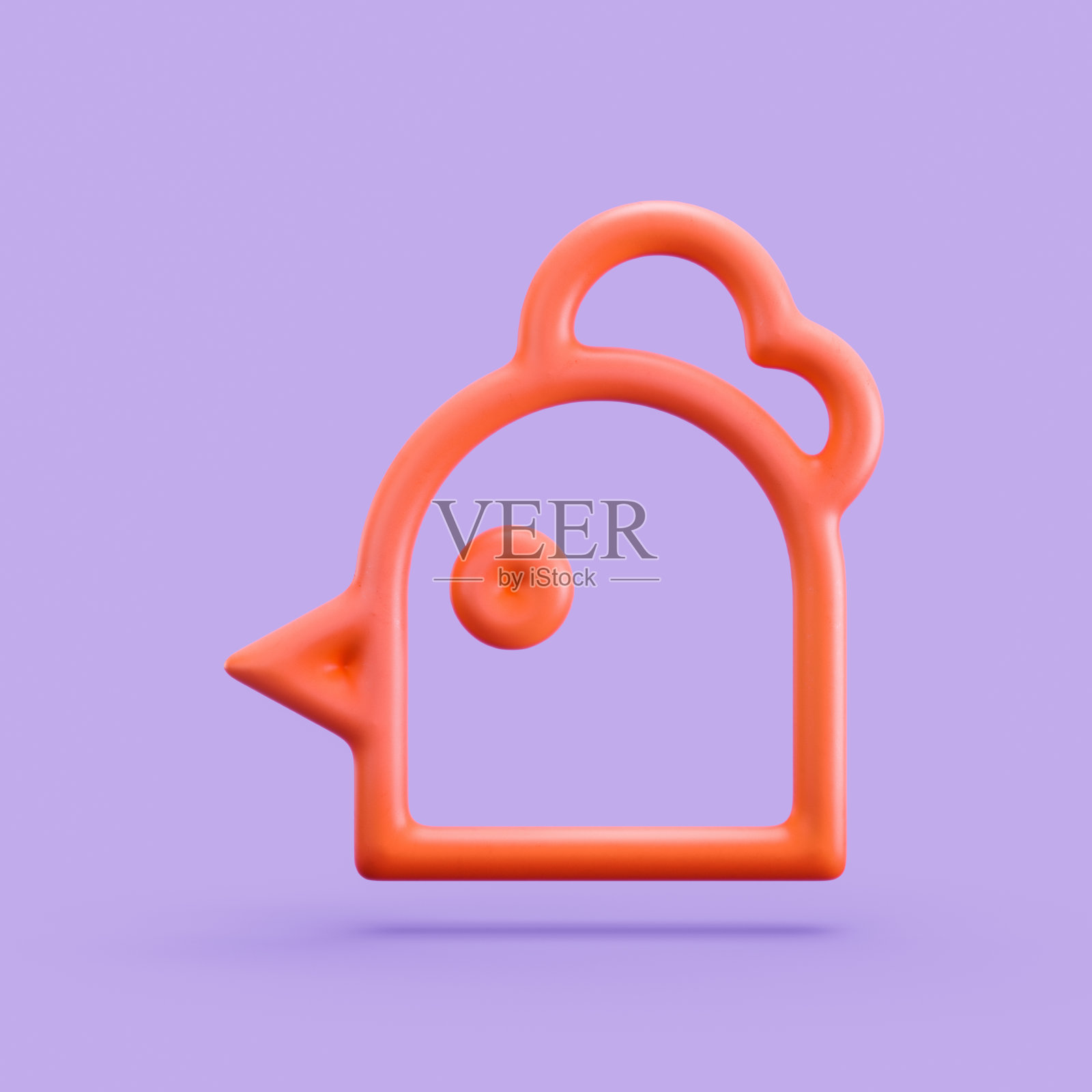 动物3d图标，单色轮廓鸡3d图标，单色，3d渲染插画图片素材