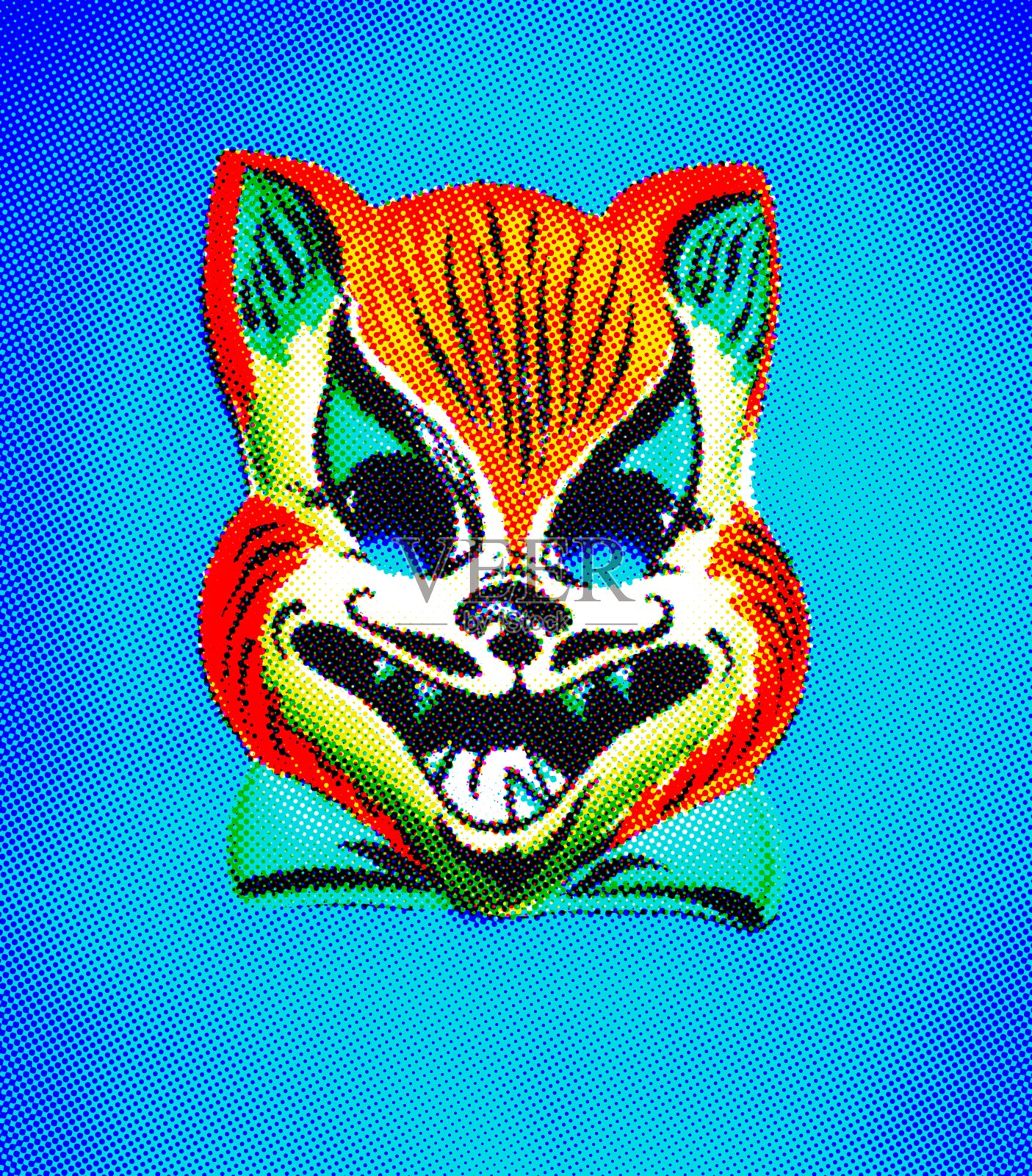 猫面具插画图片素材