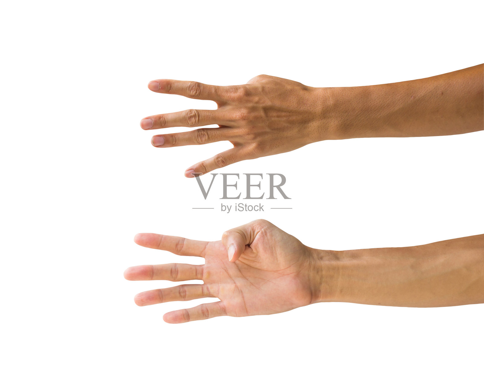 剪辑路径手势孤立在白色背景。手做5号手势或符号手势。前后手势。照片摄影图片