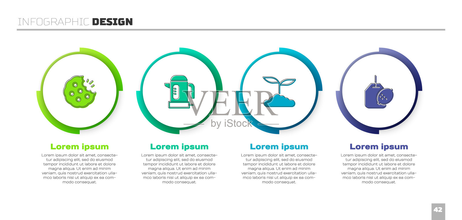 将甜饼或饼干、电水壶、茶叶和柠檬包好。业务信息图表模板。向量设计模板素材