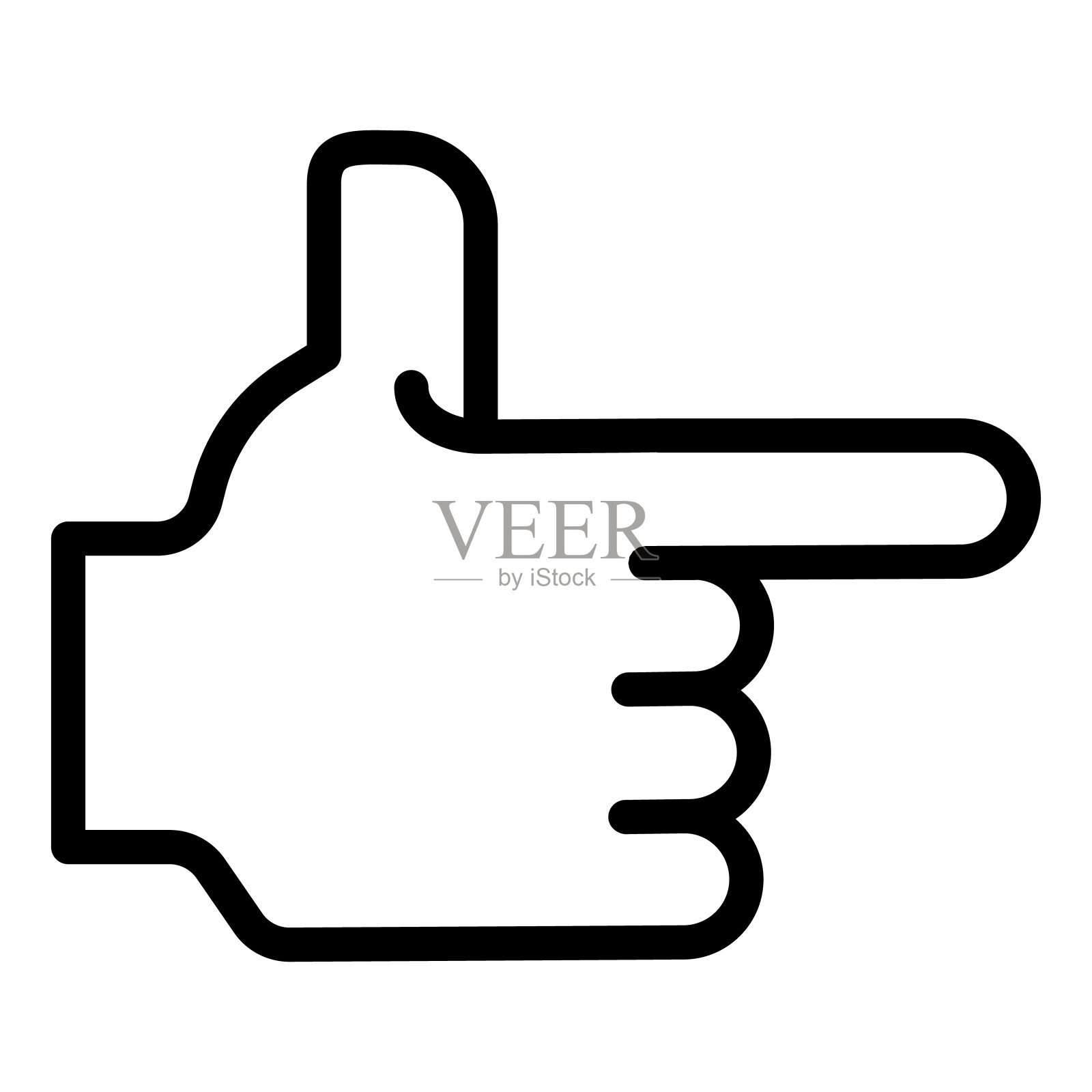 手指向左边的线图标。方向矢量插图孤立在白色。指针轮廓样式设计和应用程序。图标素材