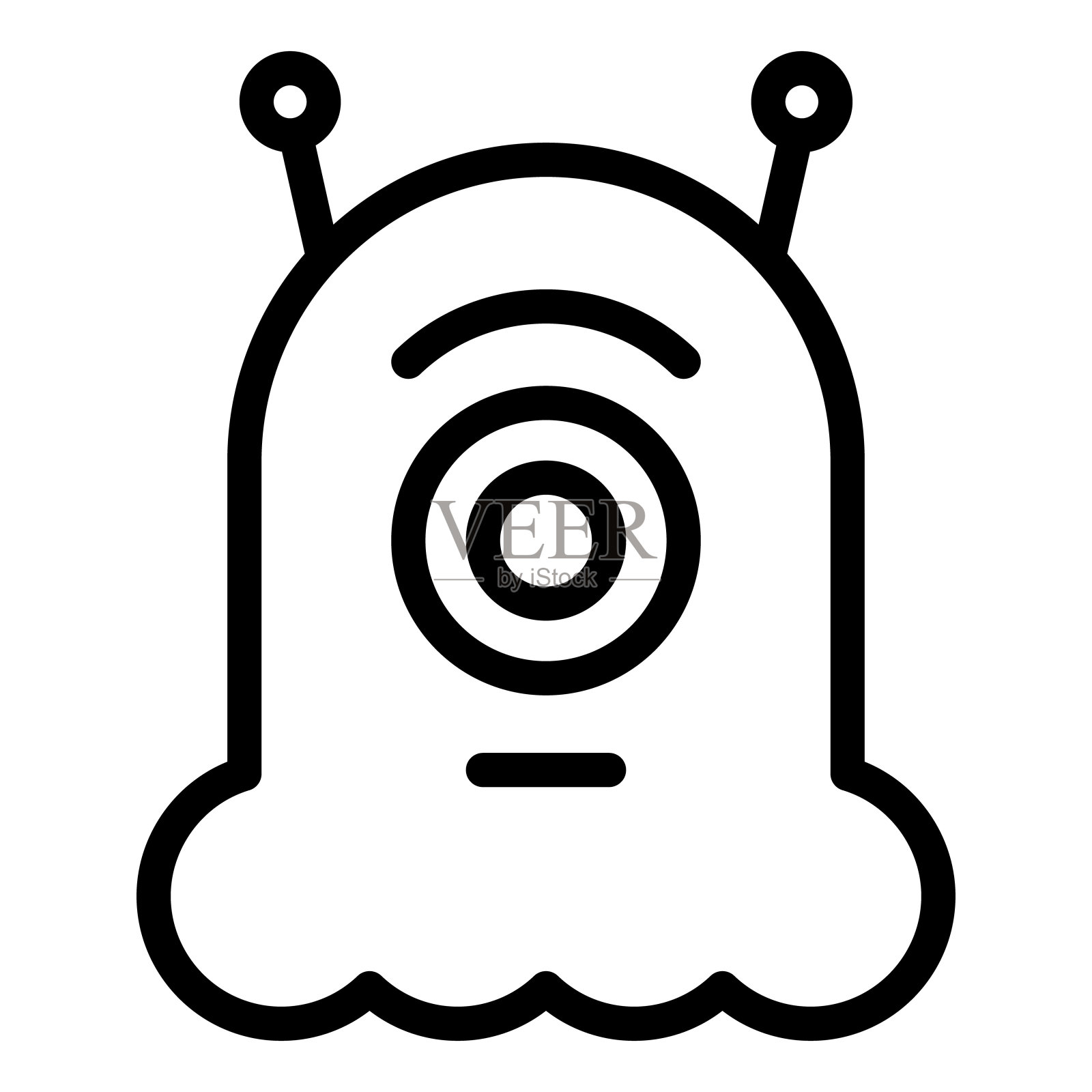 外星线图标。外星矢量插图孤立在白色。怪物轮廓样式设计和应用程序。Eps 10。插画图片素材