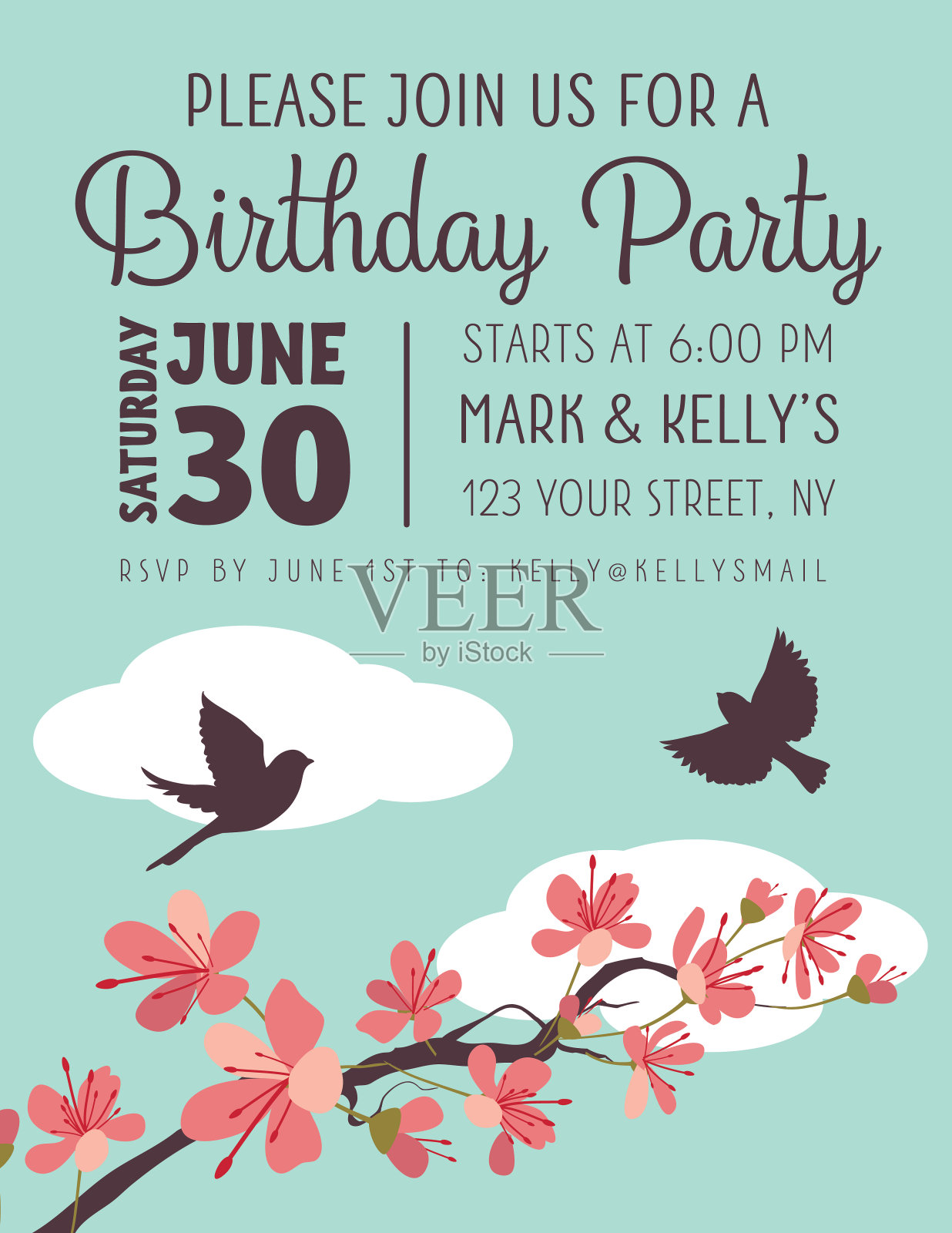 樱花派对邀请模板设计模板素材