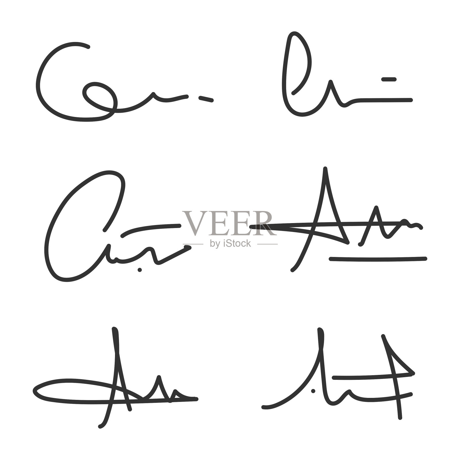 签名图标集。设计元素图片