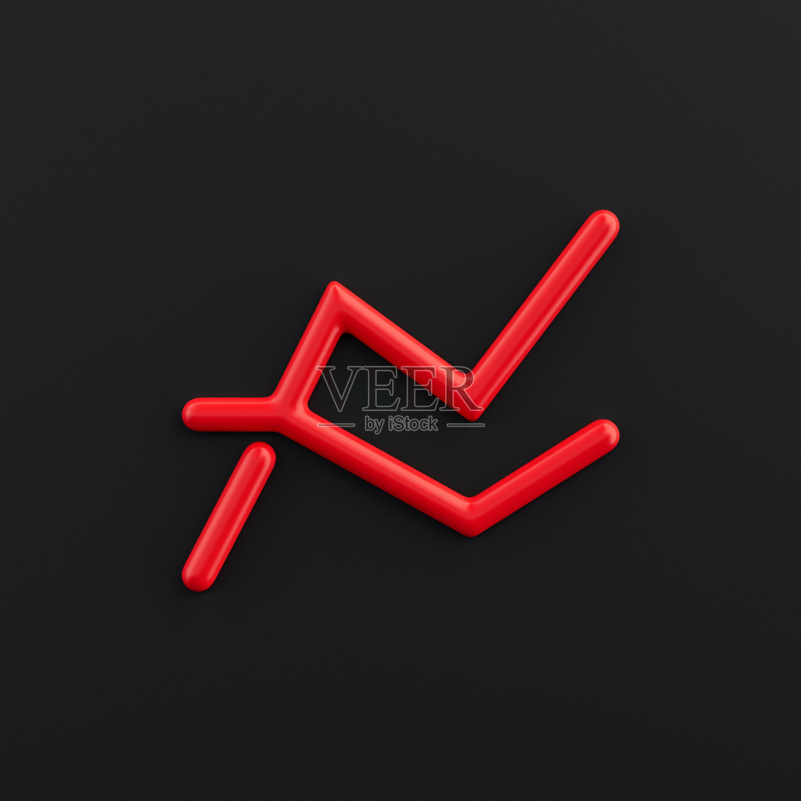 排名3d图标，轮廓红色金融图标，商业符号，3d渲染图标素材