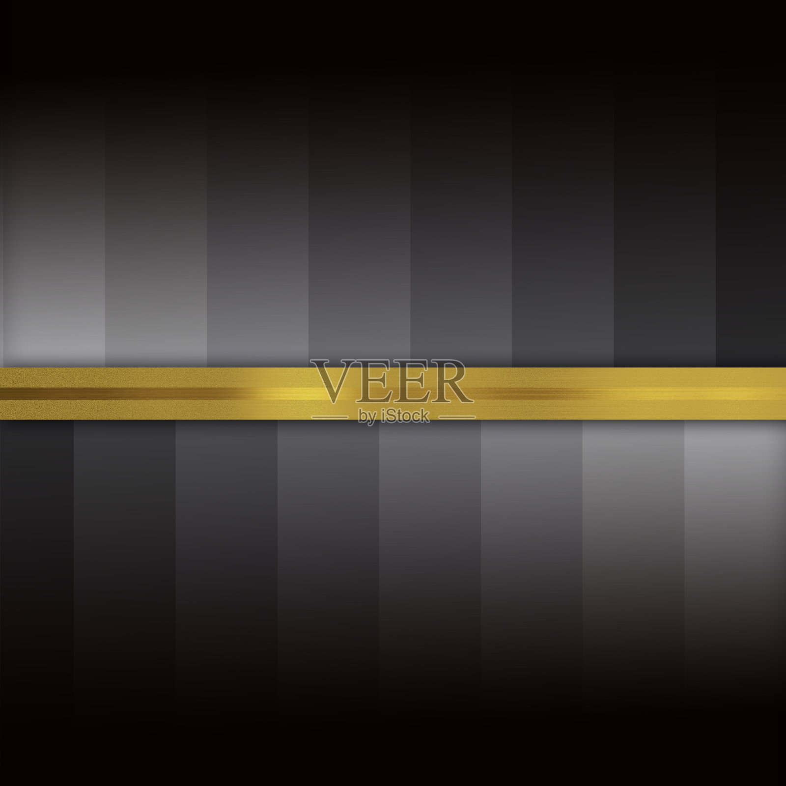 抽象金属背景，拉丝金属板与金金属装饰-缎带。插画图片素材