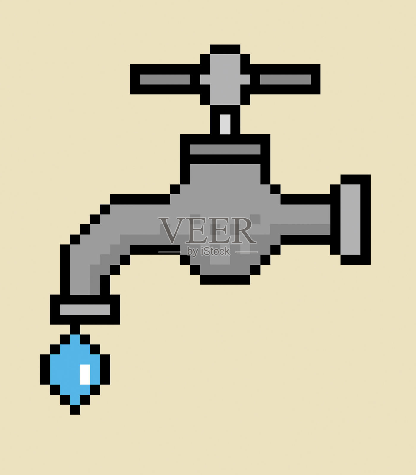 水龙头像素风格插画图片素材