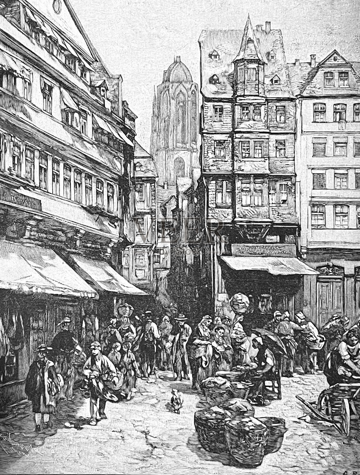 法兰克福-梅因，本德加斯插画图片素材