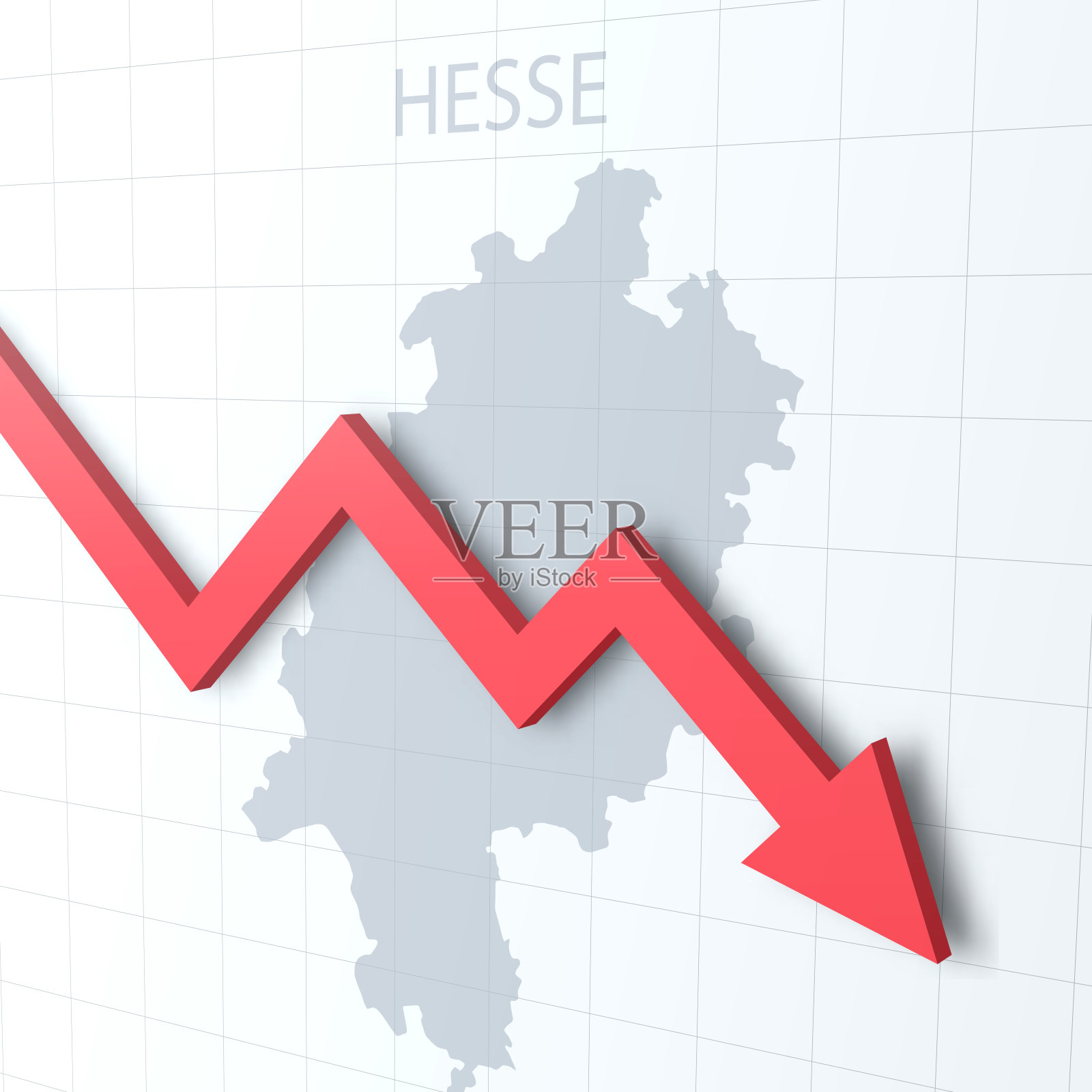 下落红色箭头与黑森地图的背景插画图片素材