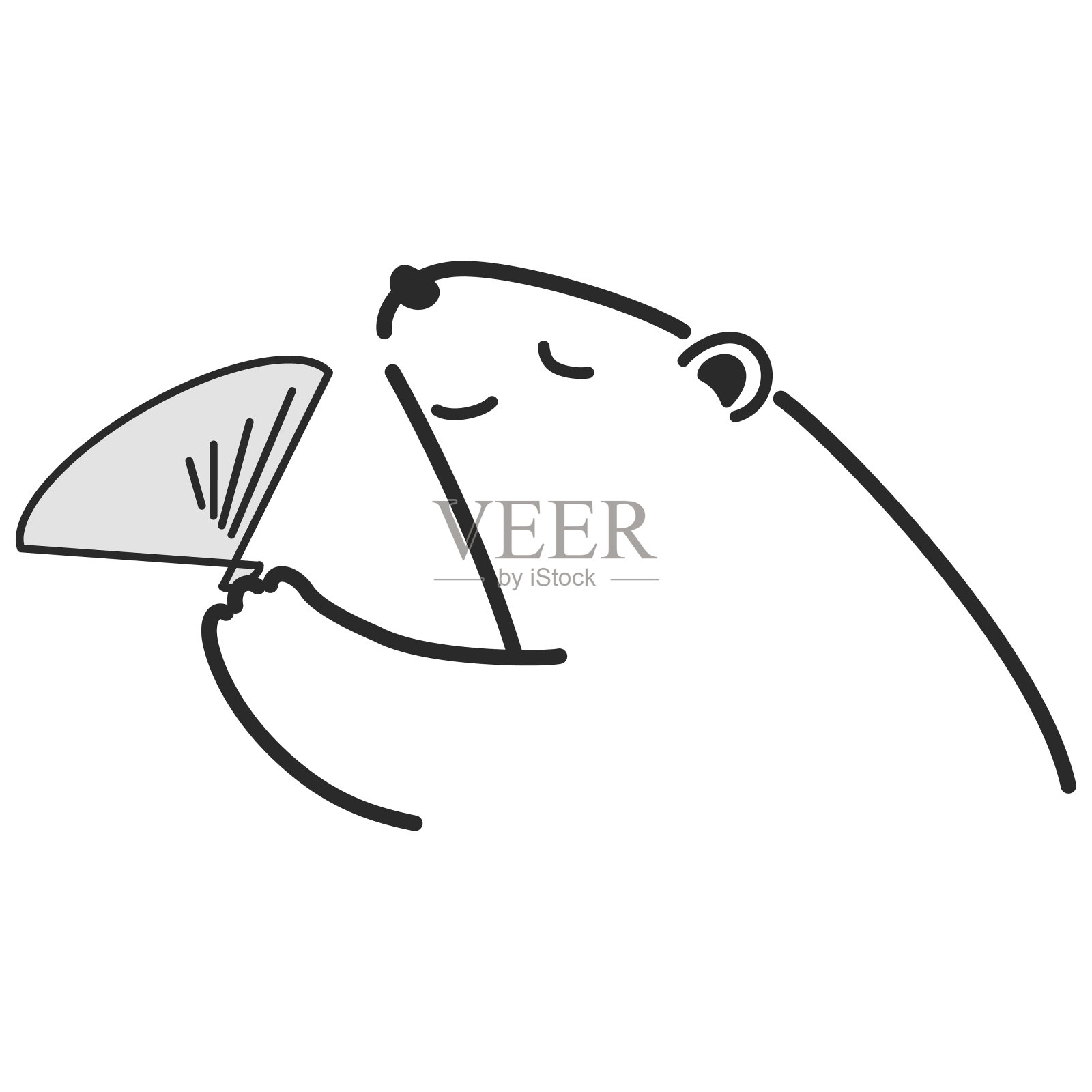 北极熊扇动折扇的插图插画图片素材