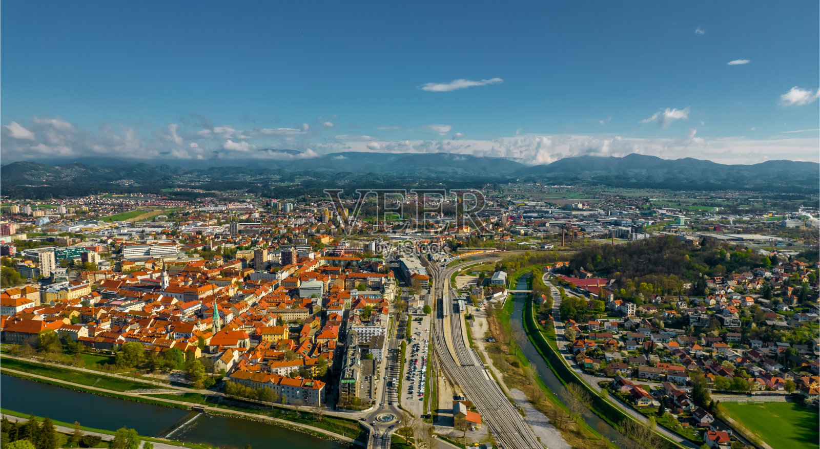 Celje鸟瞰图照片摄影图片