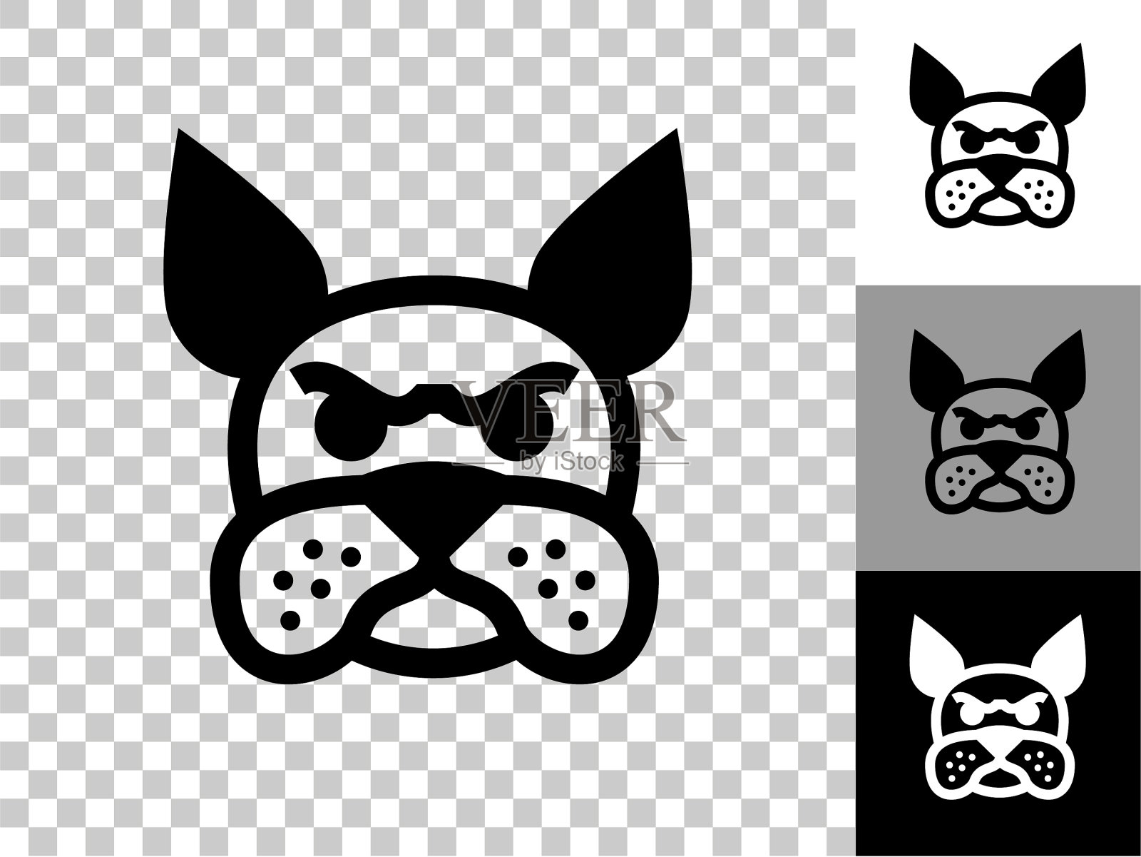 波士顿梗图标在棋盘上透明的背景插画图片素材