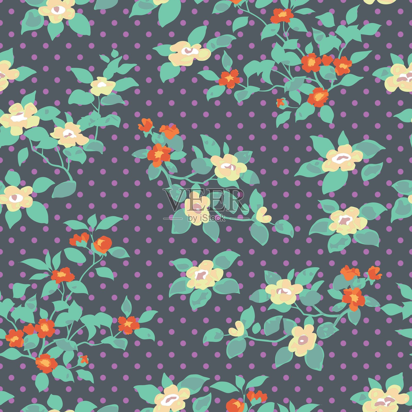 花的圆点插画图片素材