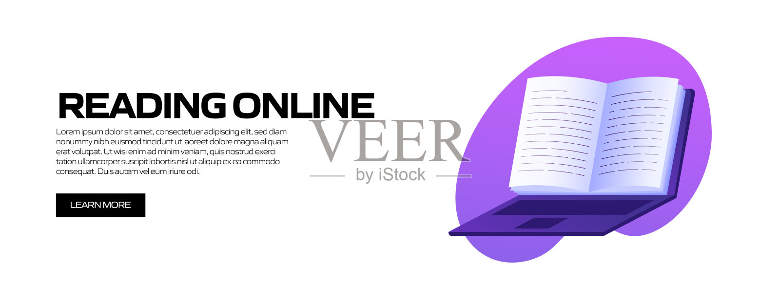 阅读在线概念矢量插图的网站横幅，广告和营销材料，在线广告，业务演示等。插画图片素材