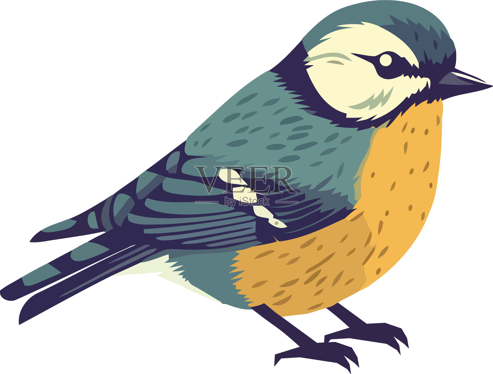 可爱的小鸟栖息在五颜六色的空中飞翔设计元素图片