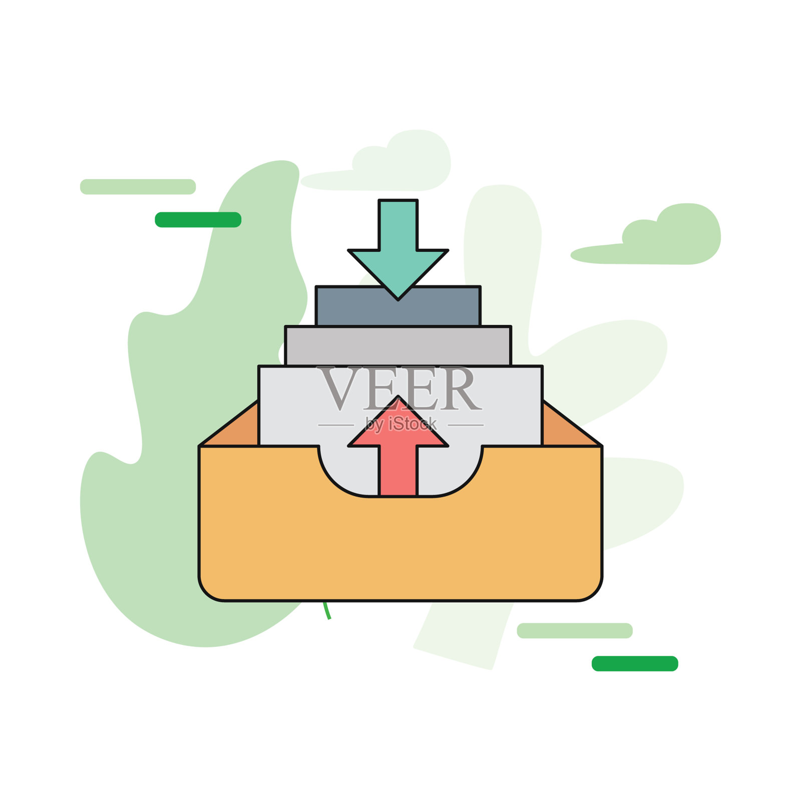 抽屉邮箱线路图标插画图片素材