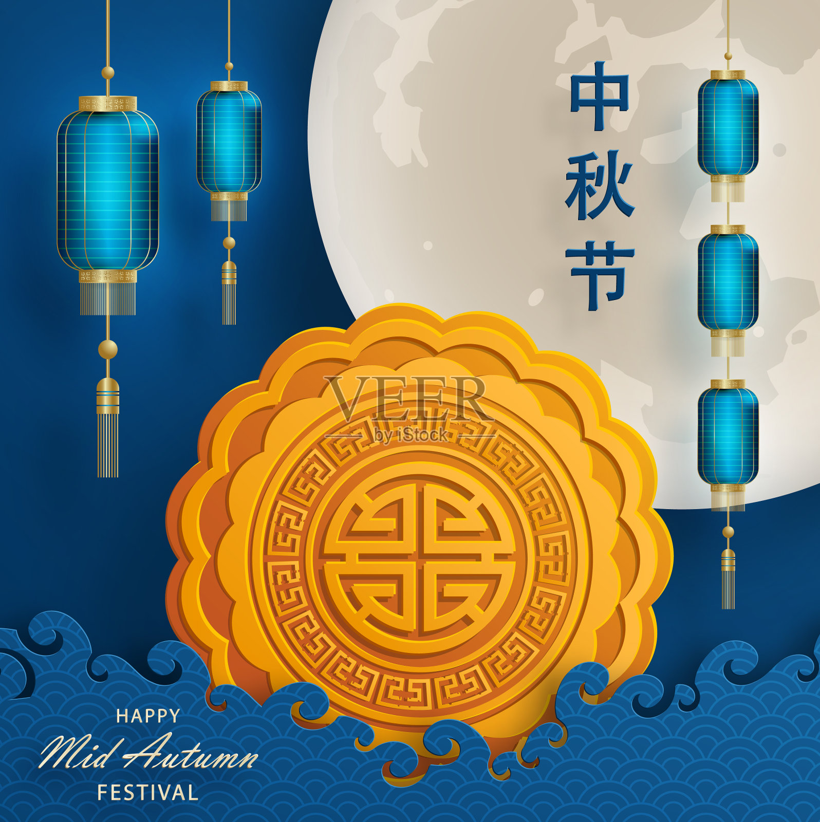 中国中秋节的彩色背景插画图片素材