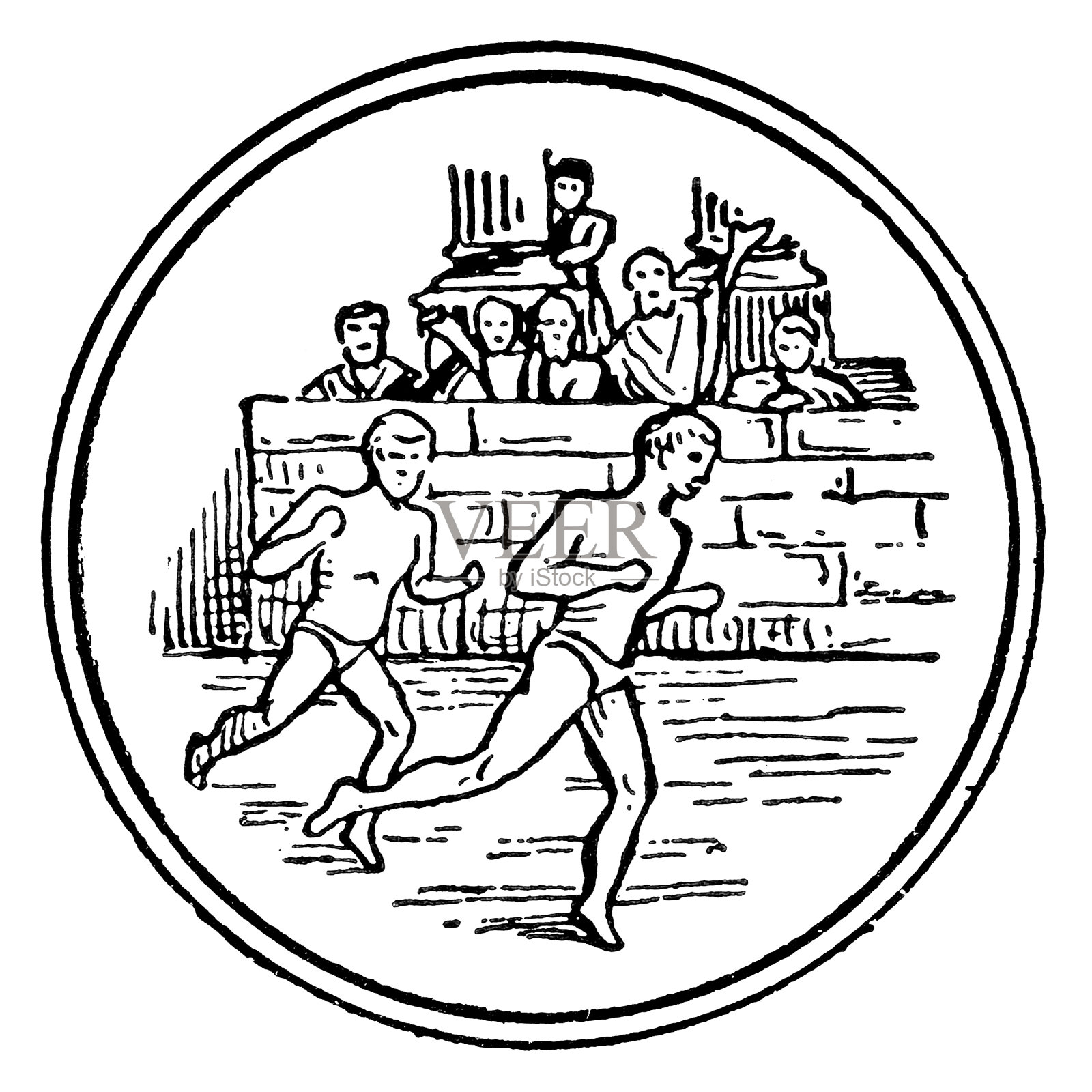 运动员赛跑- 19世纪插画图片素材