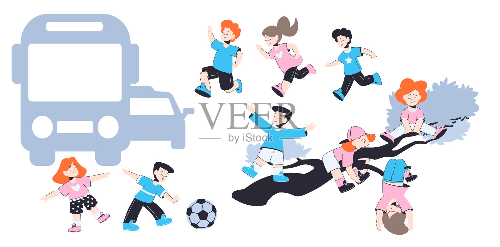 快乐的小朋友们跑着玩着球设计元素图片