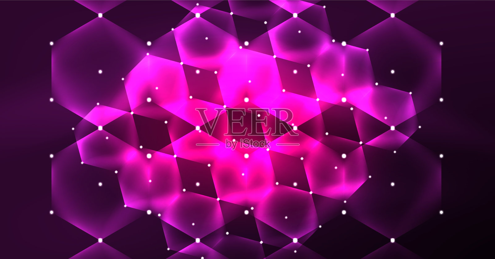 抽象背景霓虹灯六边形插画图片素材