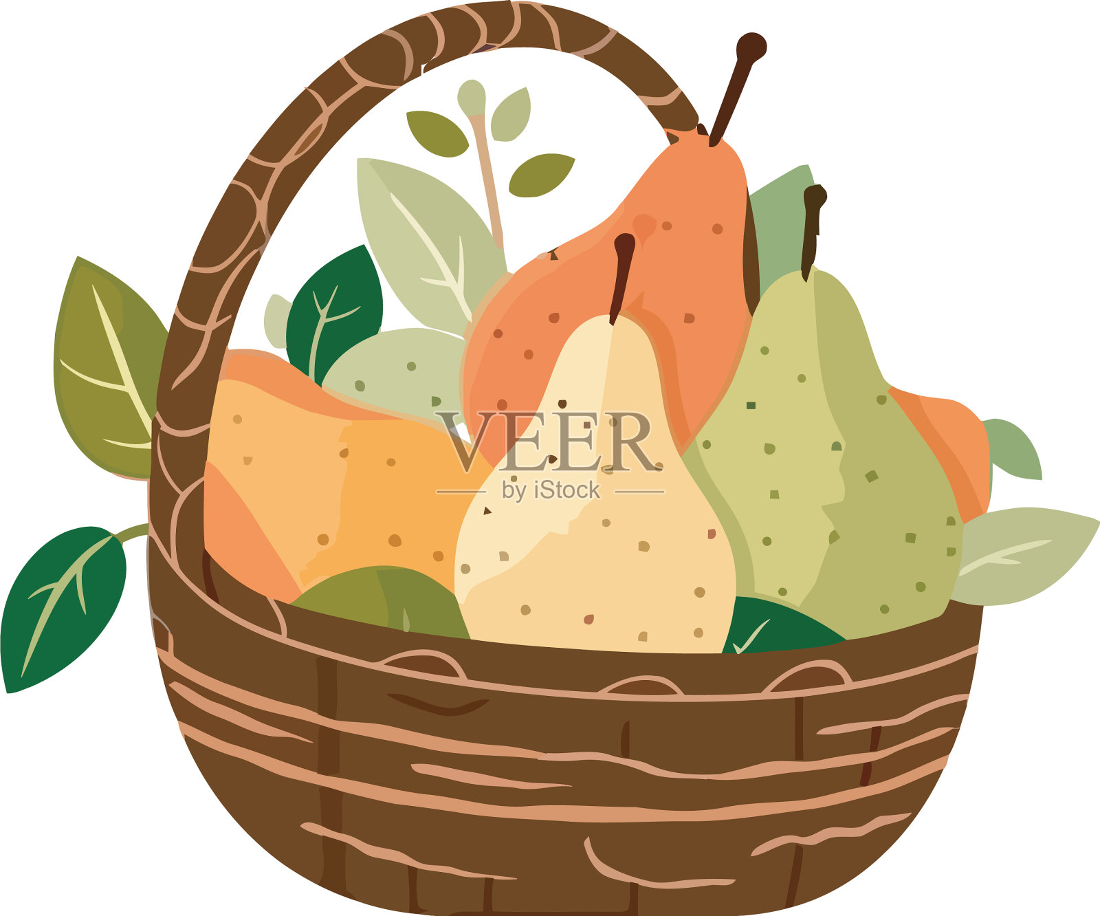 柳条篮子里的新鲜水果是健康的一餐插画图片素材
