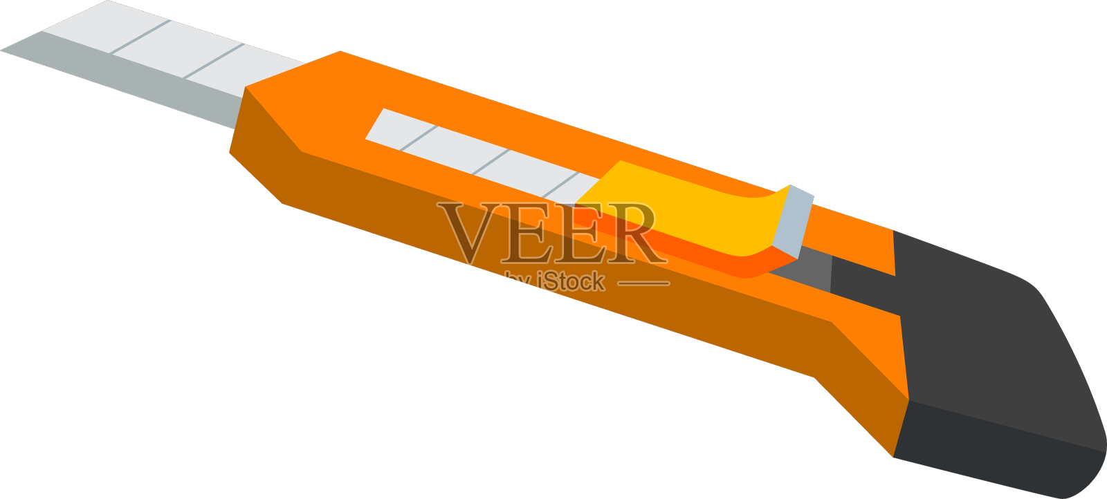 办公用塑料裁纸刀孤立在白色上设计元素图片