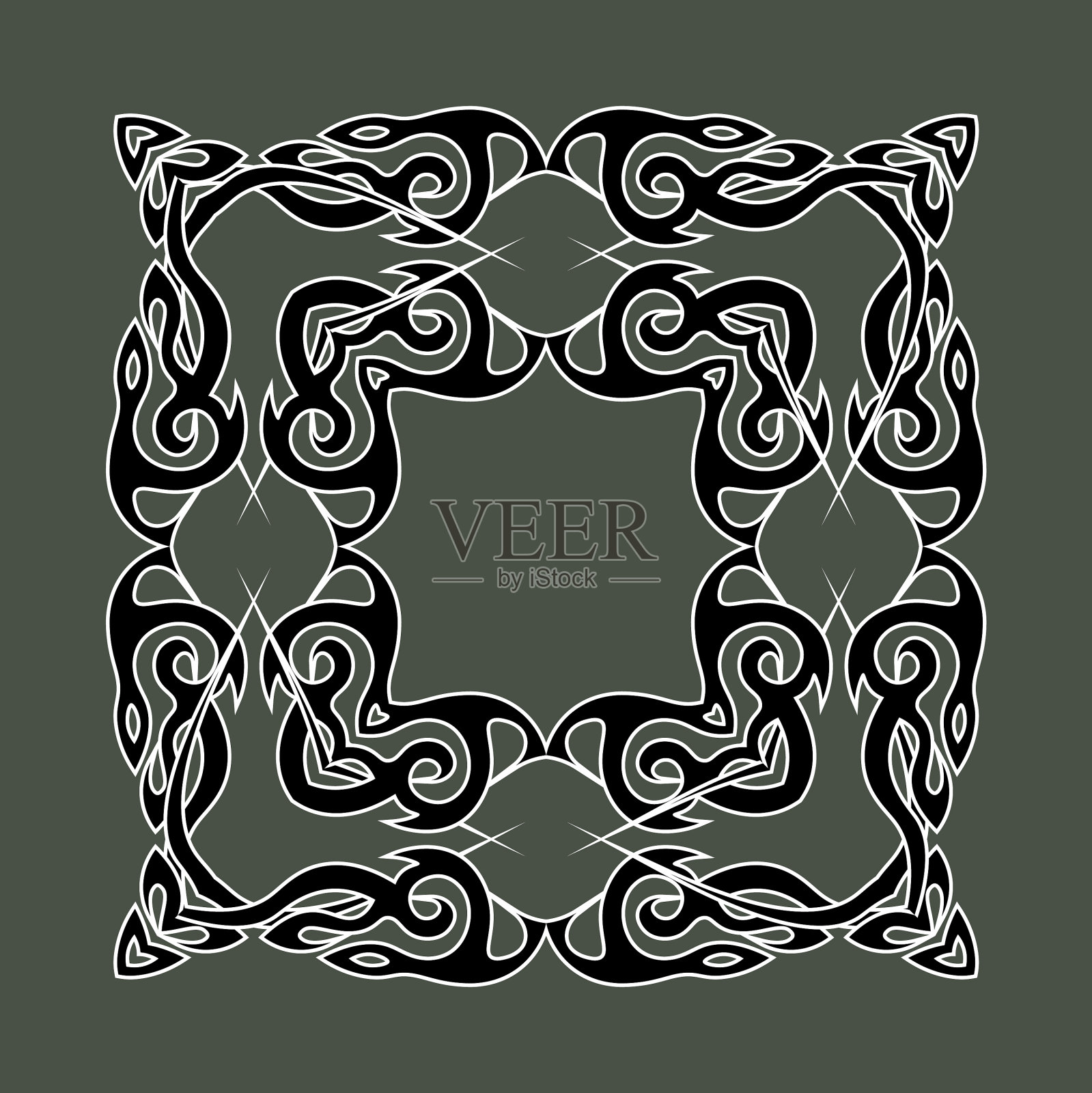 民族东方瓷砖图案与优雅的窗饰插画图片素材