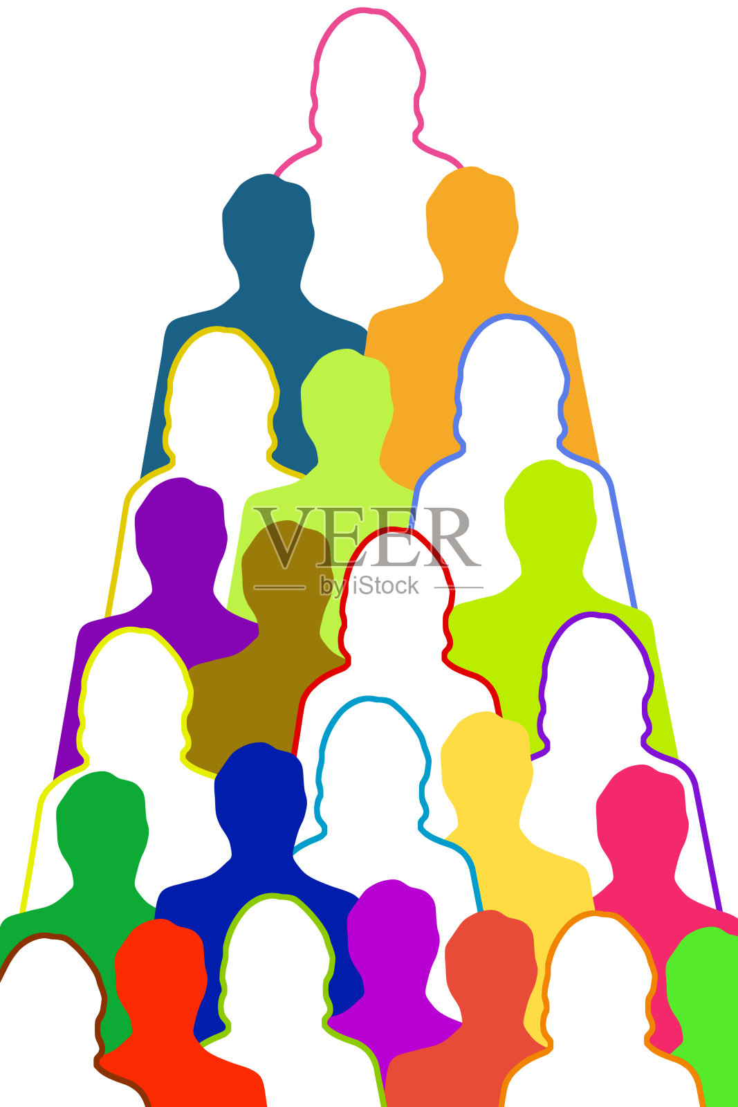 多色男性和轮廓女性插画图片素材